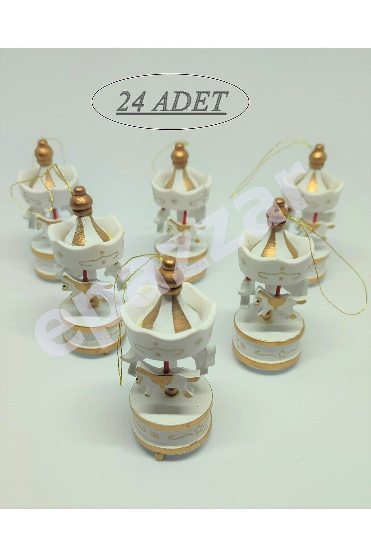 For Prime 24 Adet Hediyelik Atlı Karınca El Yapımı Ahşap Mini Atlı Karınca Nostaljik 24 Adet Süs Krem