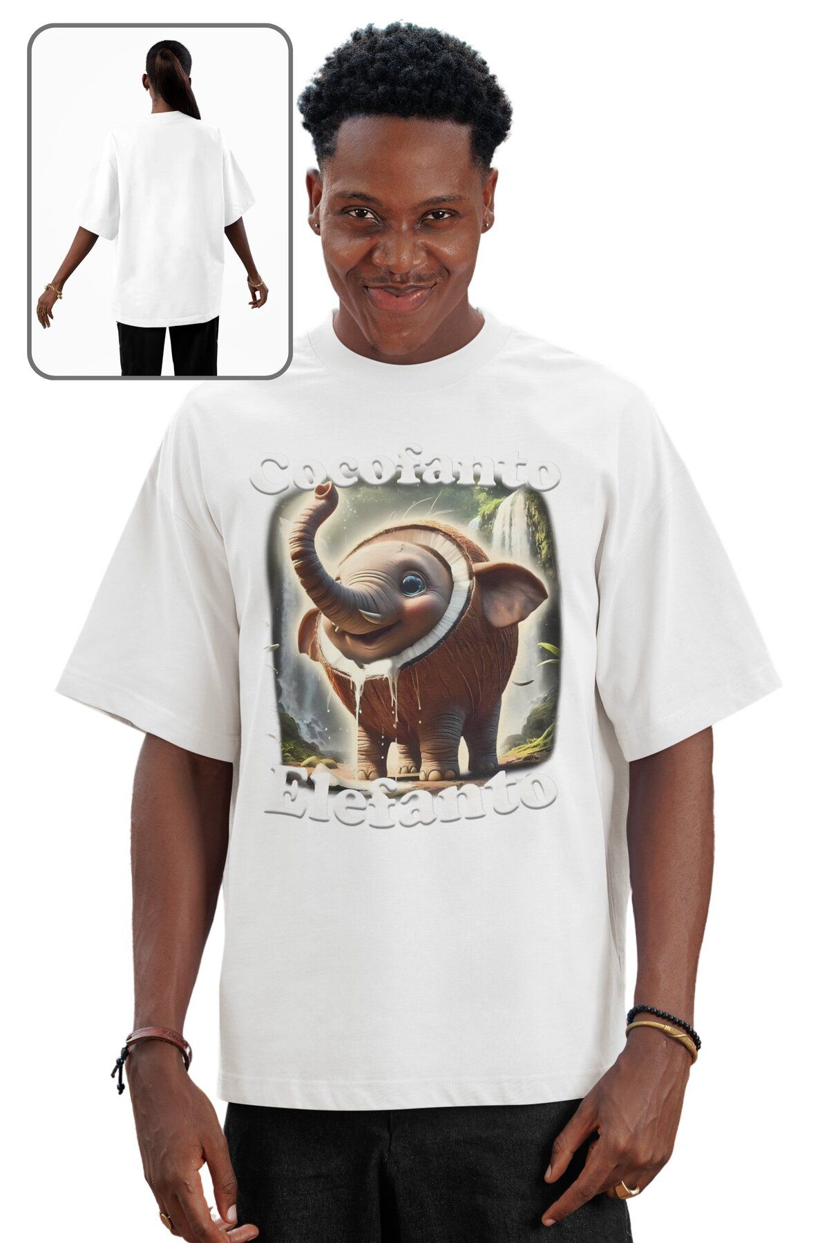 Fuddy Moda Unisex Cocofanto Elefanto Baskılı T-shirt, Oversize Tung Tung Tung Sahur Temalı Tişört
