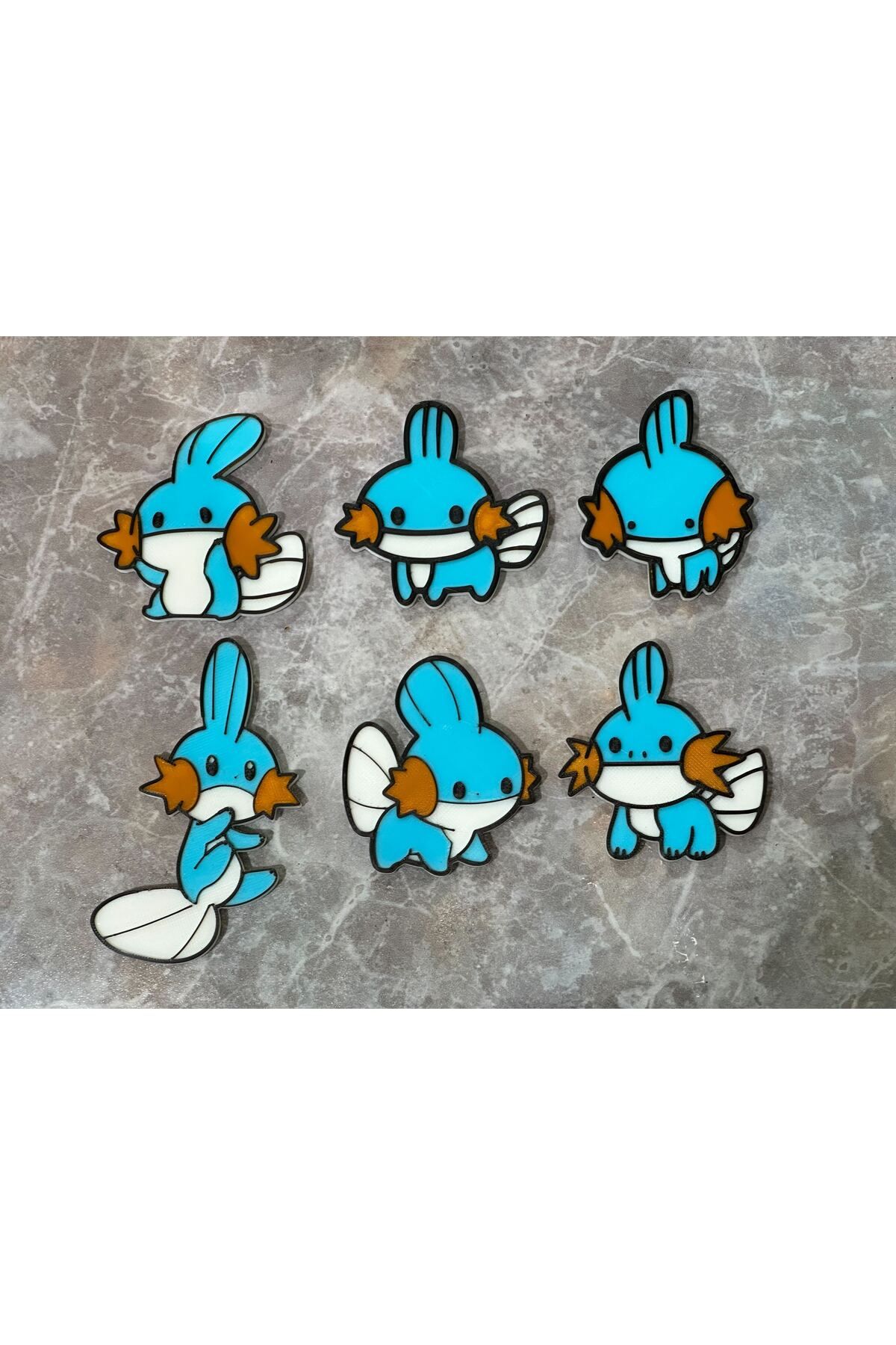 Vision Craft Sevimli Mudkip Chibi Pokemon Buzdolabı Mıknatıs/Anahtar/Pin/Saç Klibi (3 Adet)
