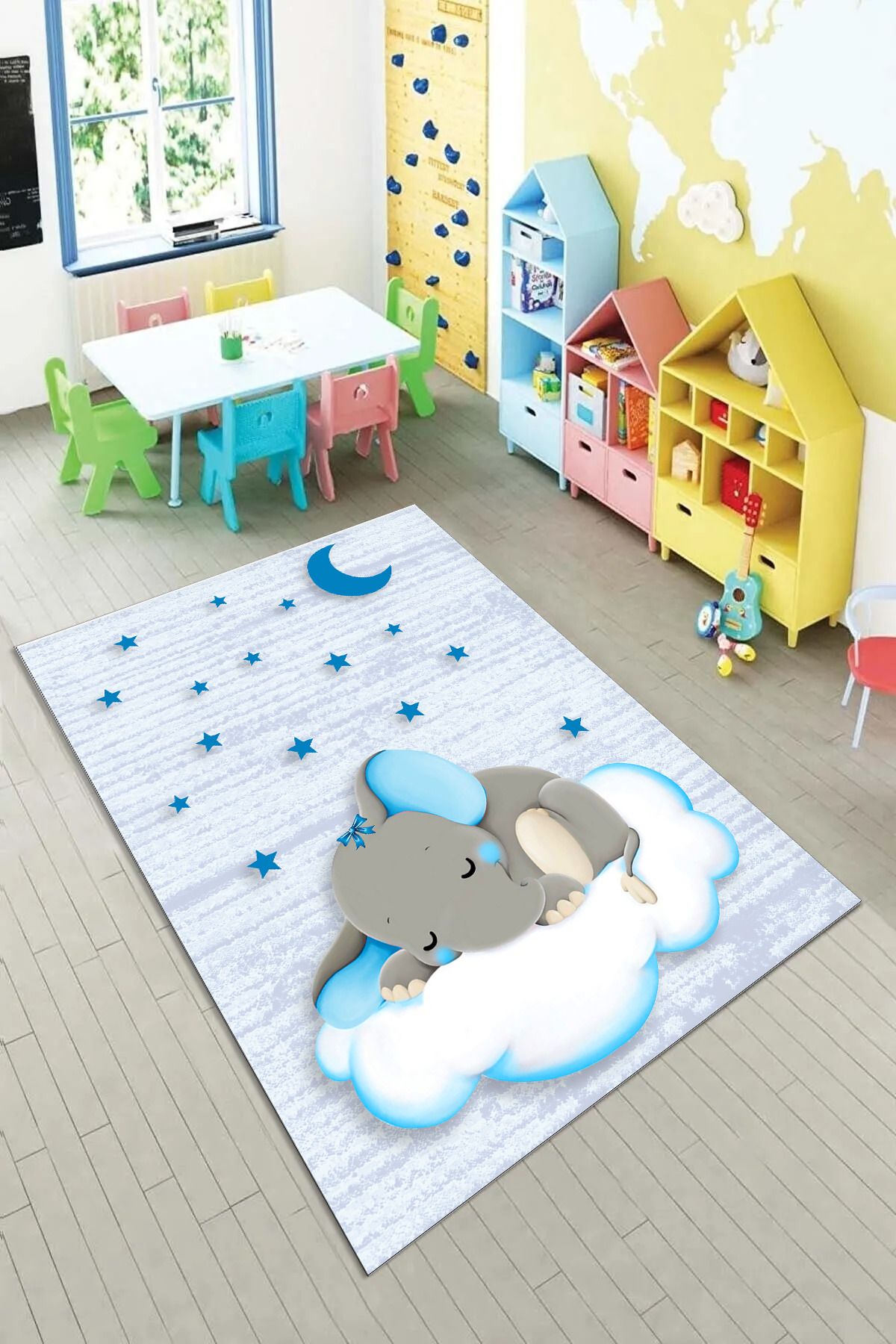 VELLORA HOME Kaymaz Tabanlı Yıkanabilir Dijital Baskılı Yolluk Halı Bebek Colmar