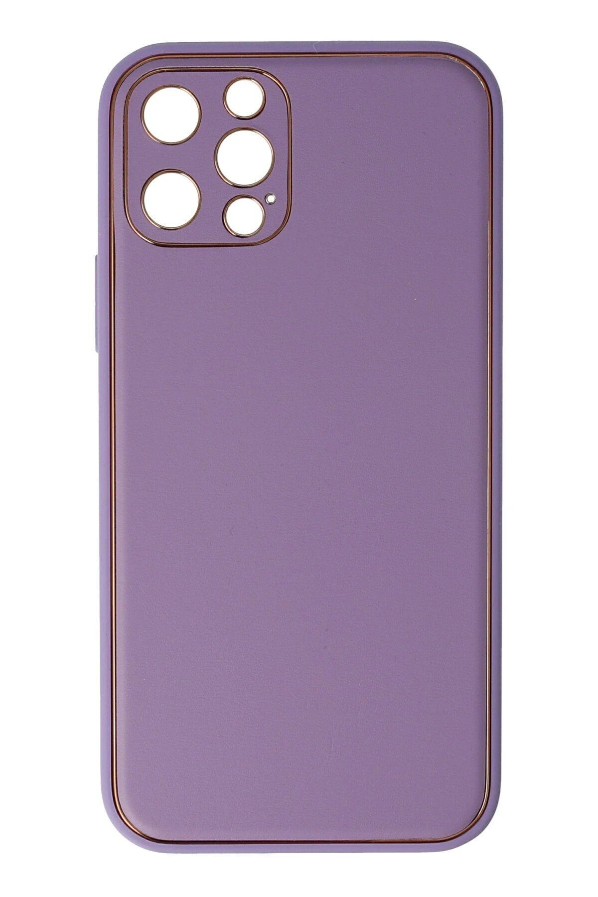 Toptan Bulurum iPhone 12 Pro Kılıf Coco Deri Silikon Kapak - Lila