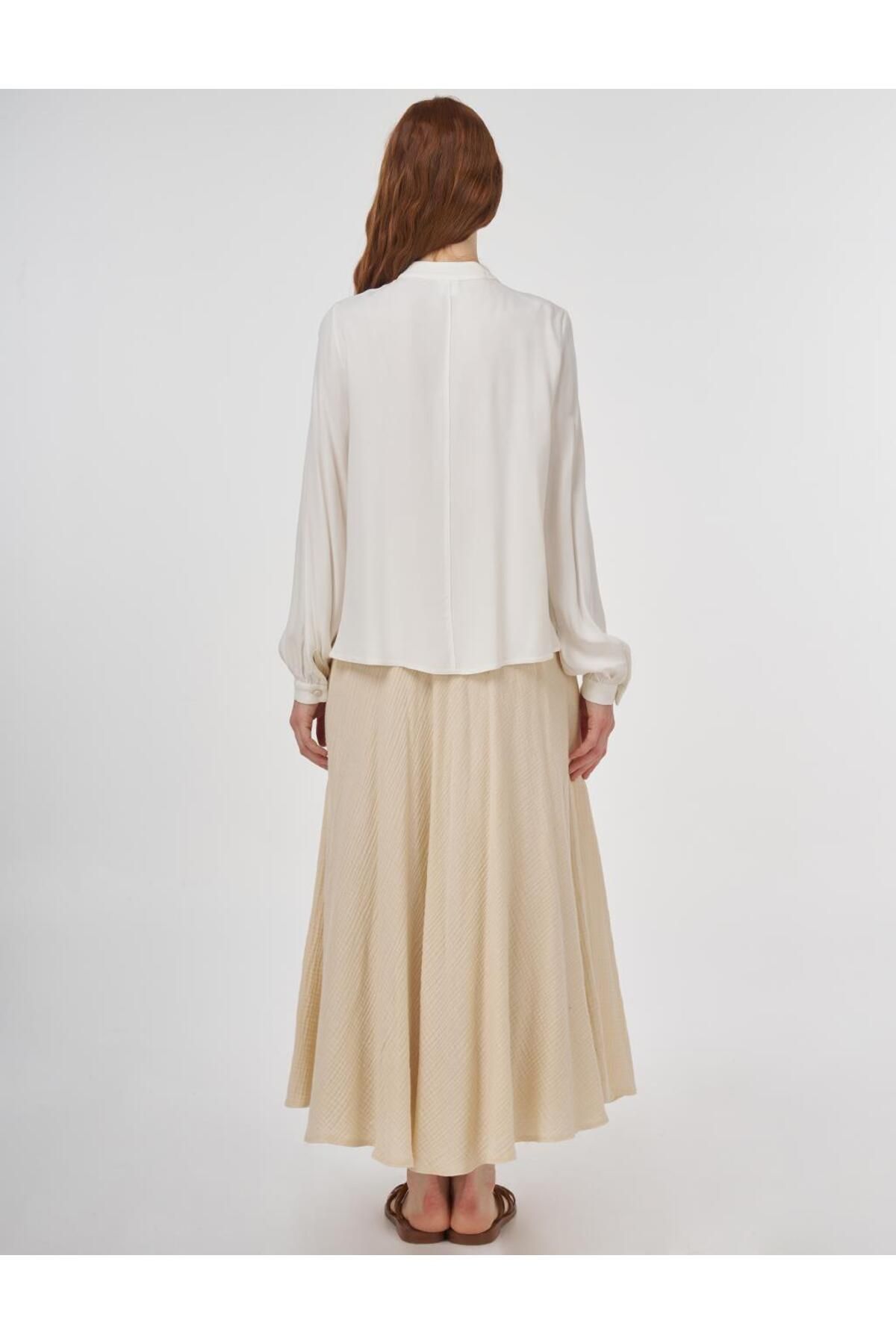 KYR-Button Detailed Viscose Blouse Ecru 5