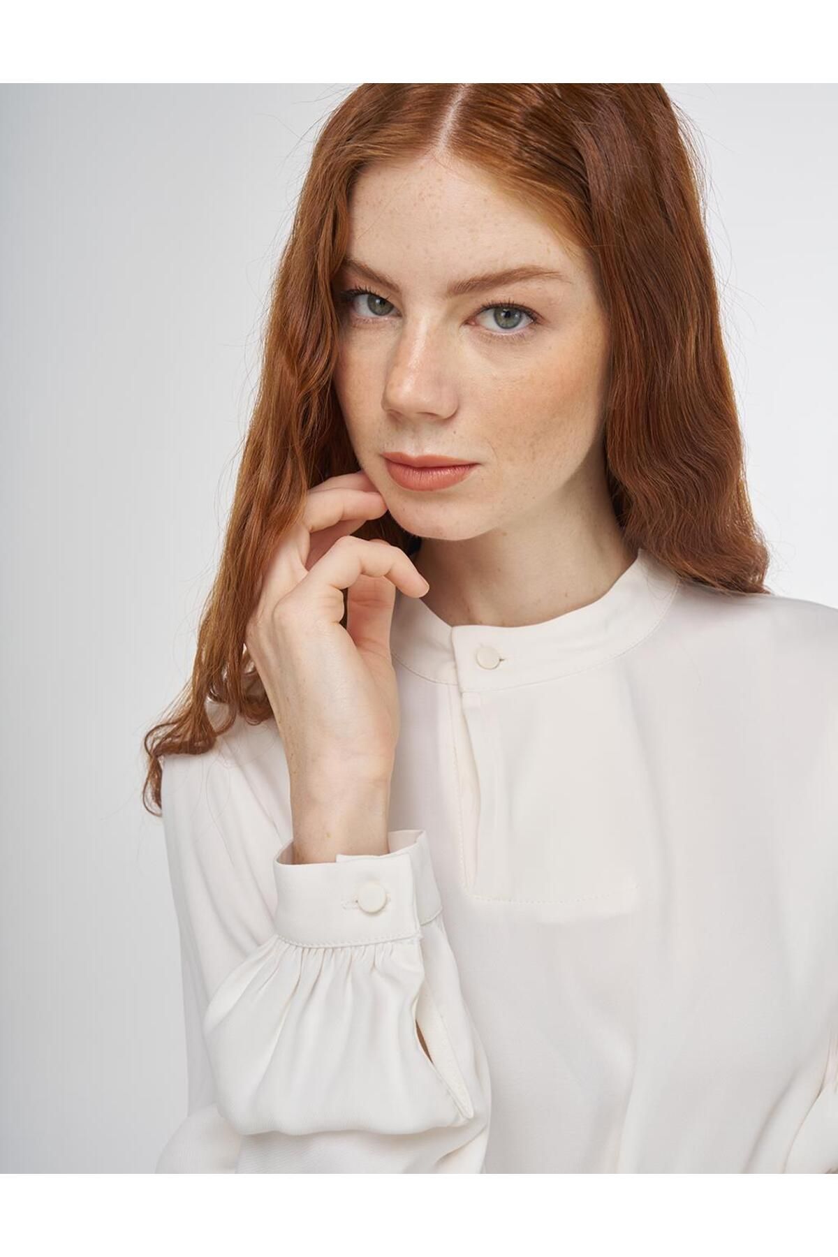 KYR-Button Detailed Viscose Blouse Ecru 7