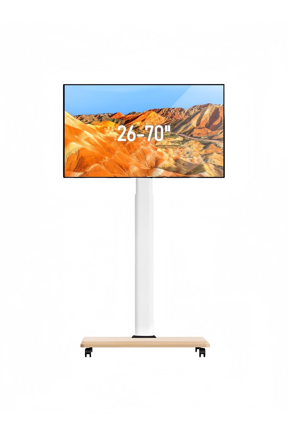 FlashHawk-Rolling TV Floor Stand for 26 to 70 inch TVs with 1-Shelf Storage Base,Portable Mobile Cart Wheels 1