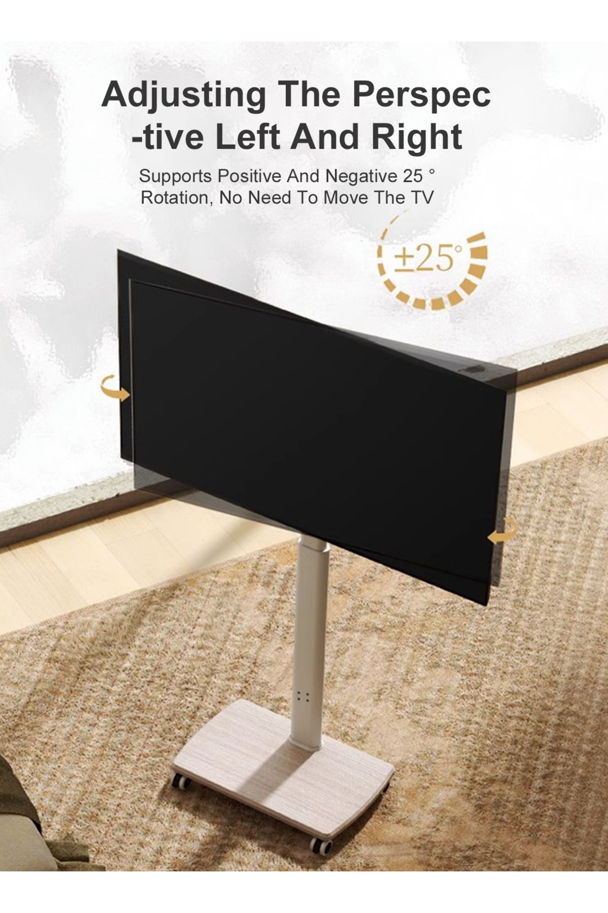FlashHawk-Rolling TV Floor Stand for 26 to 70 inch TVs with 1-Shelf Storage Base,Portable Mobile Cart Wheels 2