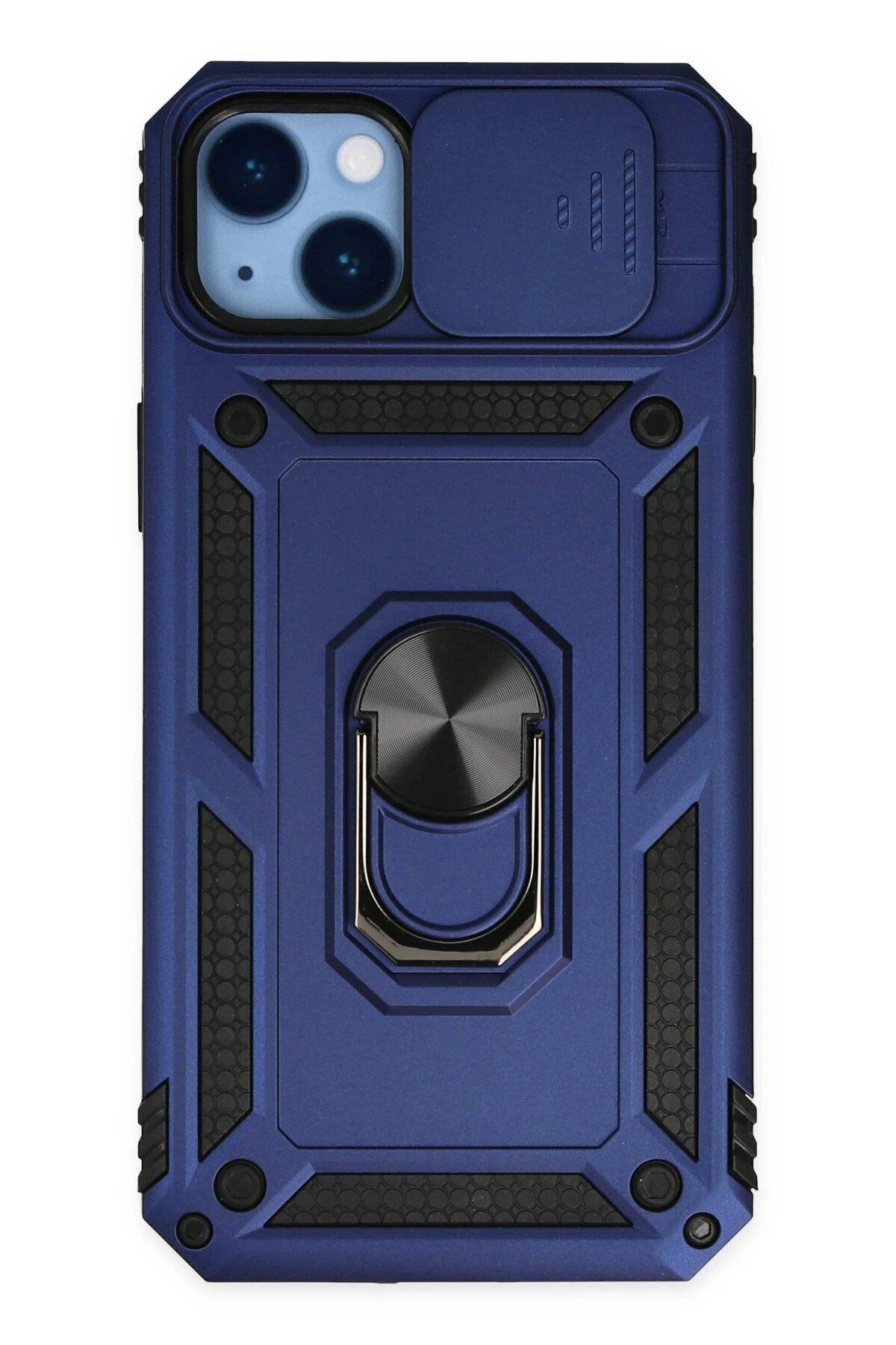 Toptan Bulurum iPhone 14 Plus Kılıf Pars Lens Yüzüklü Silikon - Lacivert