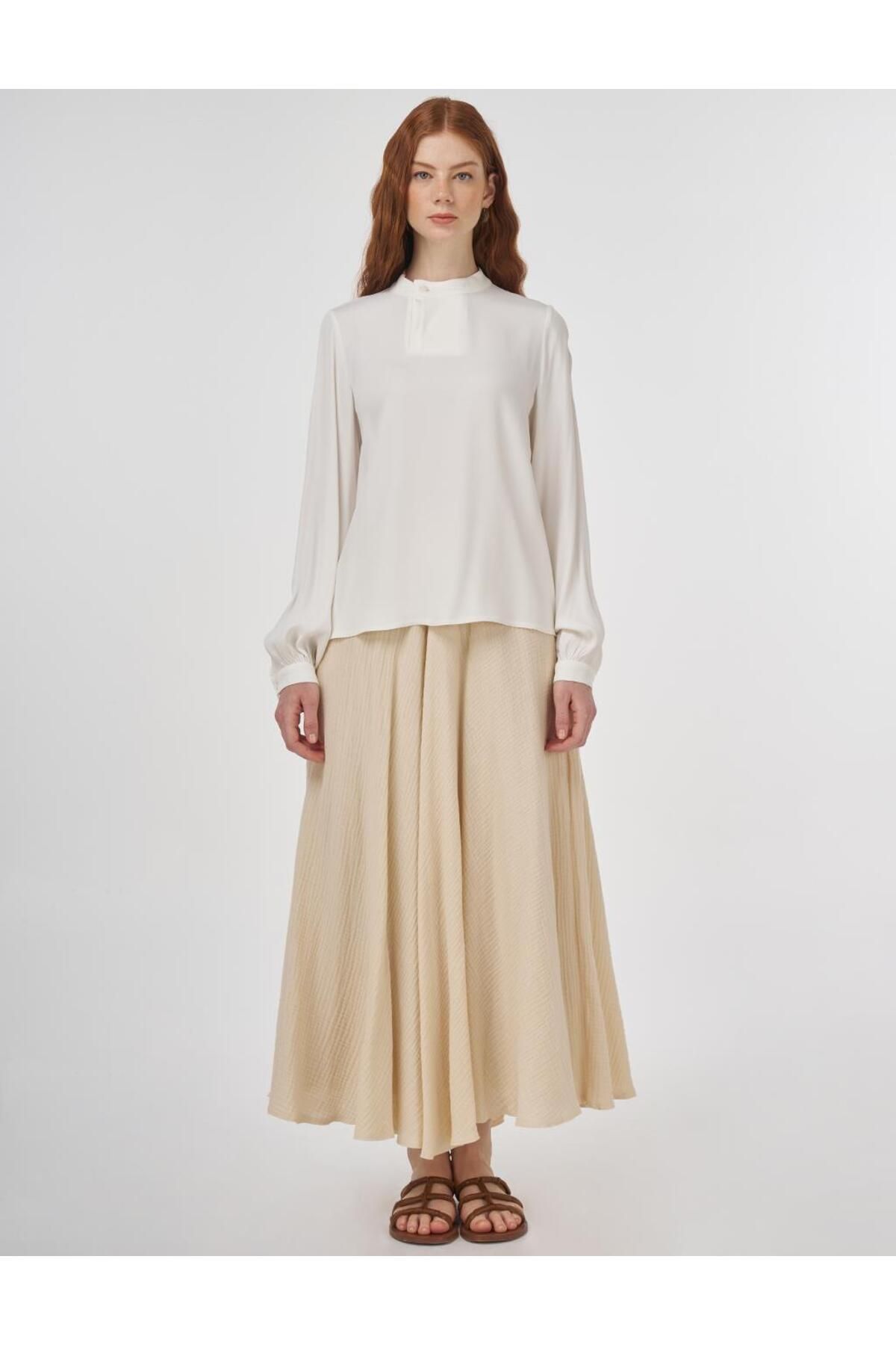 KYR-Button Detailed Viscose Blouse Ecru 3
