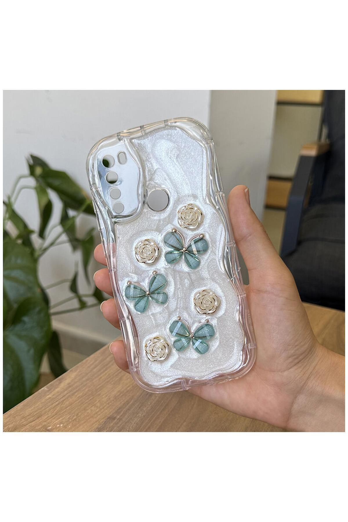 Zebana Xiaomi Redmi Note 8 Uyumlu Kılıf Zebana Floral Silikon Kılıf Yeşil