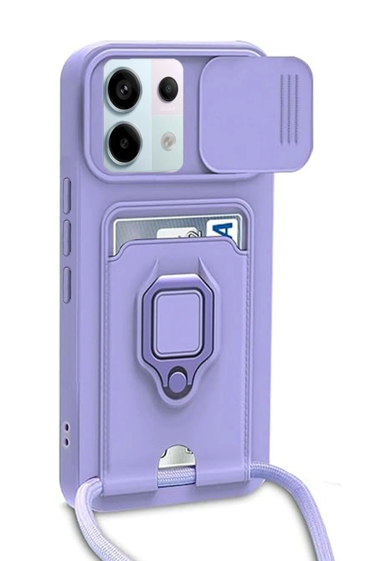 Butik BFS Xiaomi Redmi Note 13 Pro 5G Kılıf Zuma Kartvizitli Yüzüklü Silikon - Lila