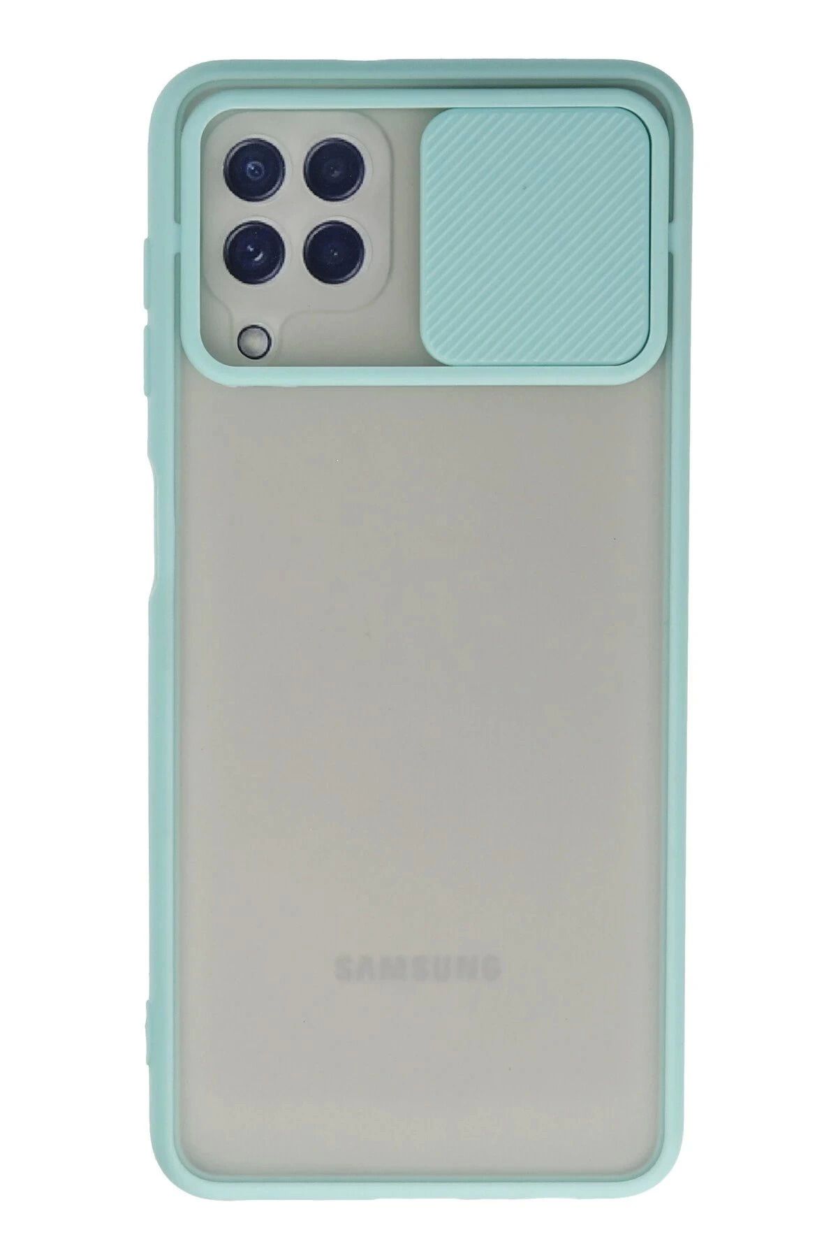 Vita Premio BFS Samsung Galaxy A22 Kılıf Palm Buzlu Kamera Sürgülü Silikon - Turkuaz