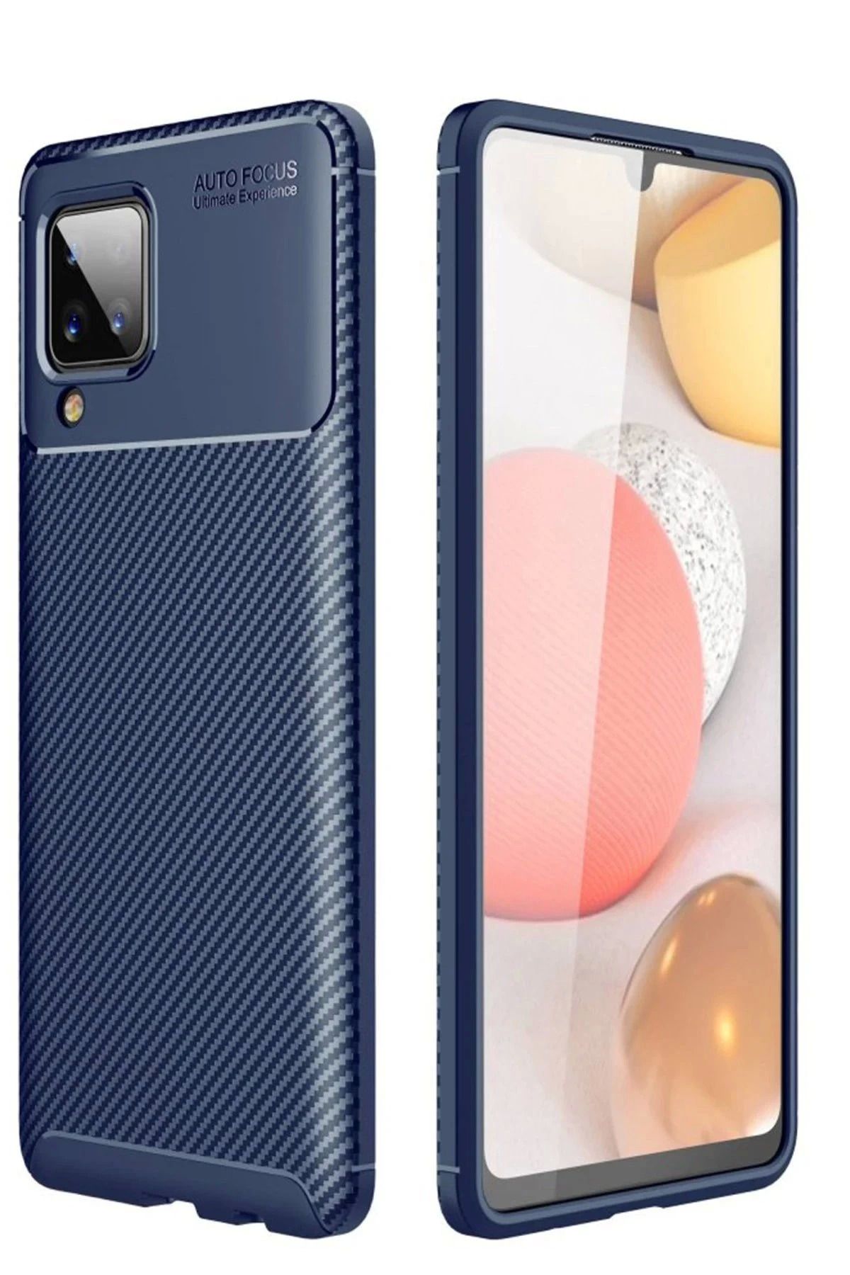 Vita Premio BFS Samsung Galaxy A12 Kılıf Auto Focus Karbon Kapak - Lacivert