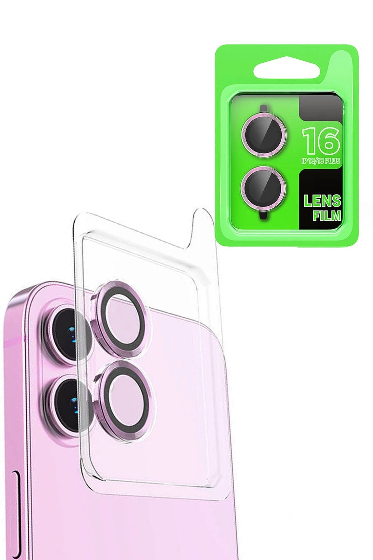 Vita Premio BFS iPhone 16 Plus Raze Metal Kamera Lens - Pembe