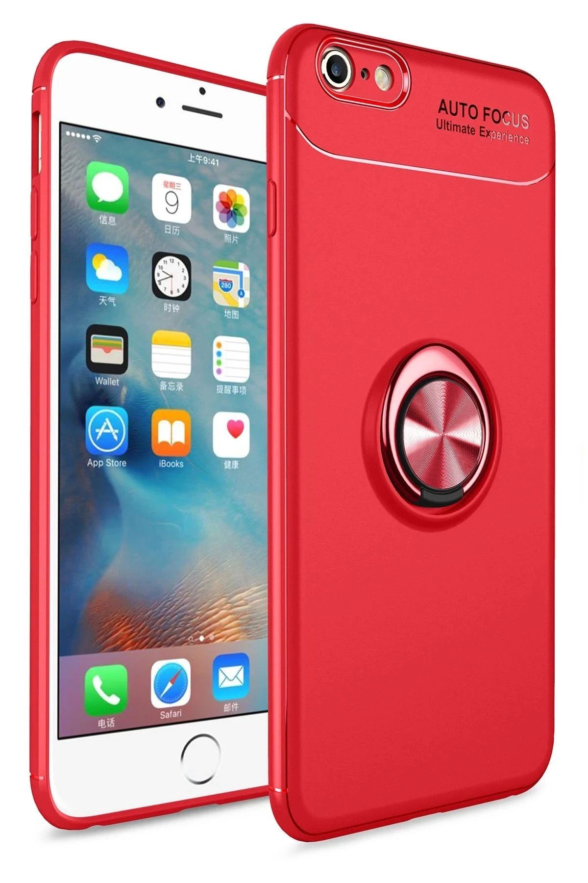 Vita Premio BFS iPhone 6 Kılıf Range Yüzüklü Silikon - Kırmızı