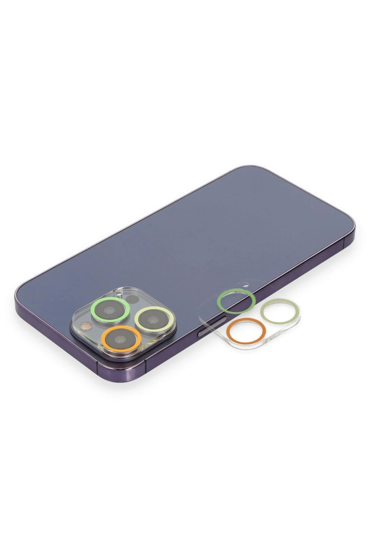 Vita Premio BFS iPhone 12 Pro Renkli Kamera Lens Koruma Cam - Sarı-Turuncu Uyumlu