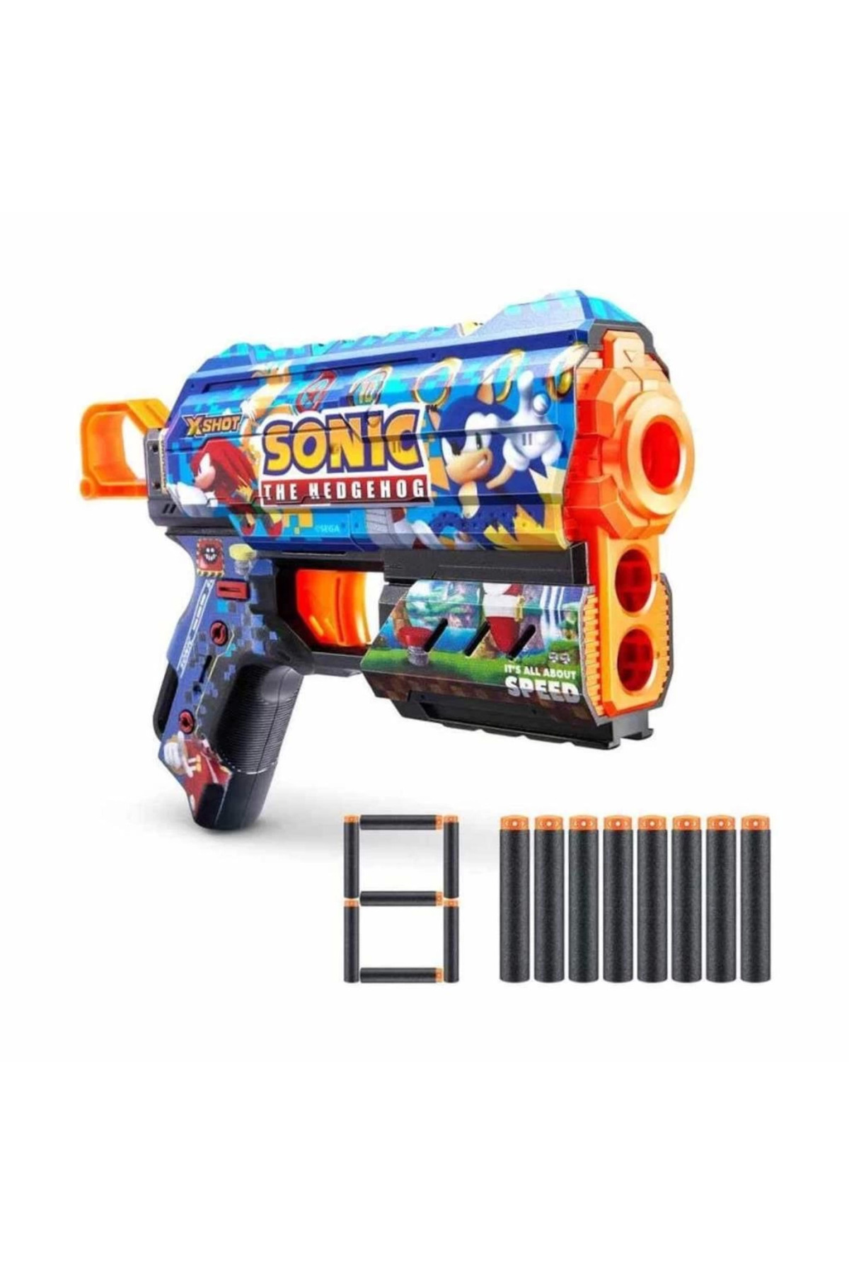 Bfs 36648 تفنگ پرتاب گلوله فلکسی فلکس Sonic the Hedgehog 8 گلوله اسفنجی 21 سانتی‌متر - سان‌من