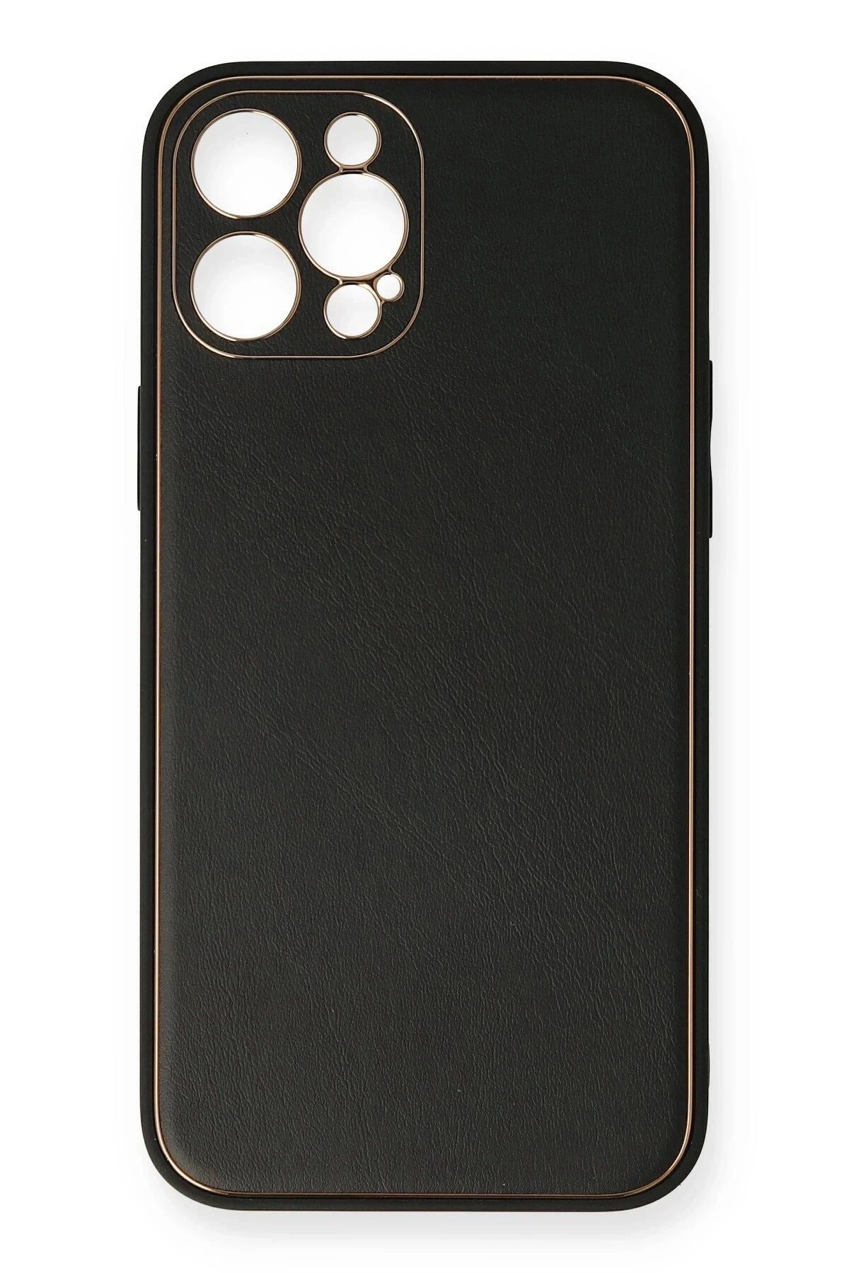 Vita Premio BFS iPhone 12 Pro Max Kılıf Coco Deri Silikon Kapak - Siyah