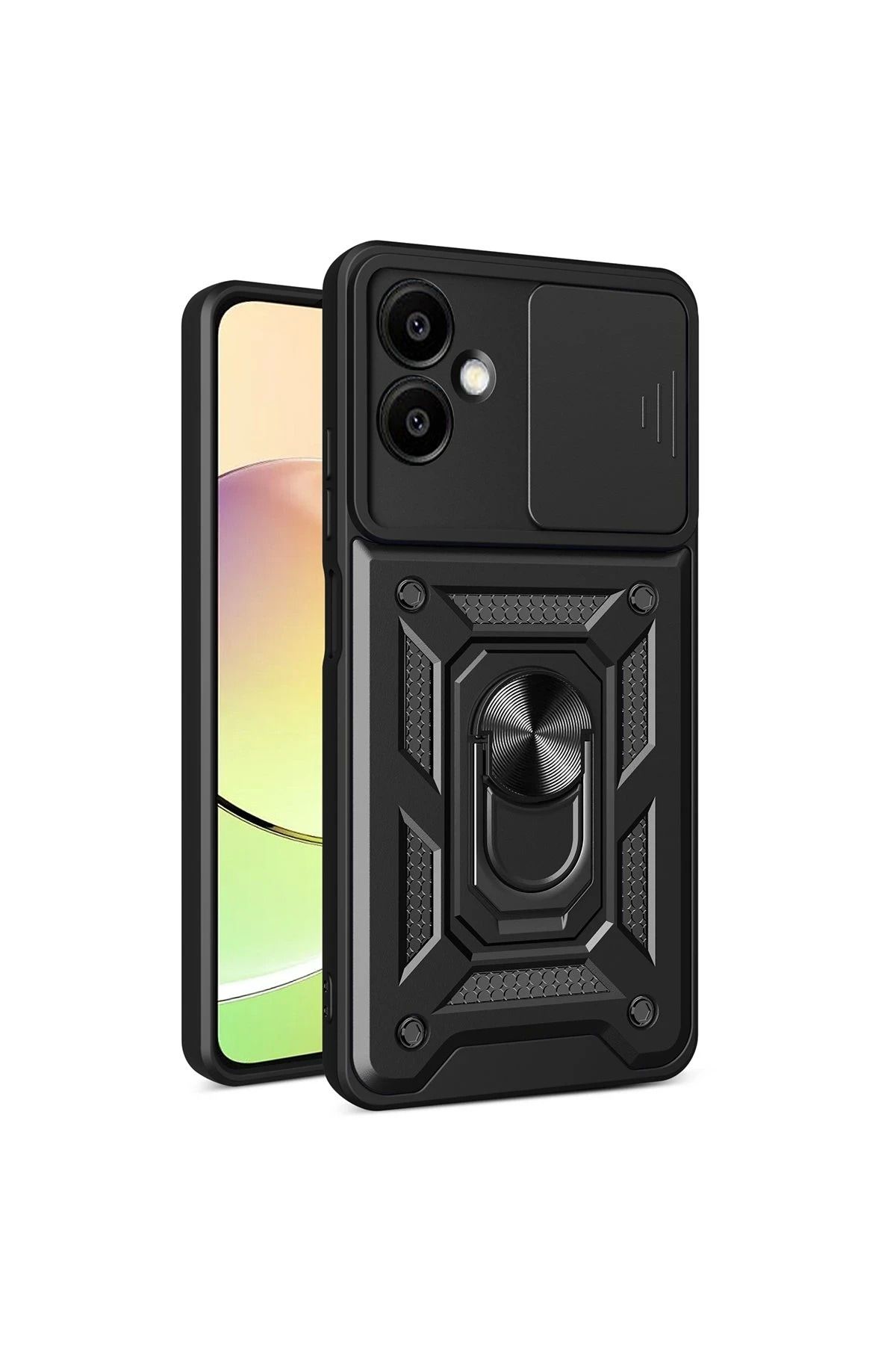 Vita Premio BFS Samsung Galaxy A06 Kılıf Pars Lens Yüzüklü Silikon - Siyah