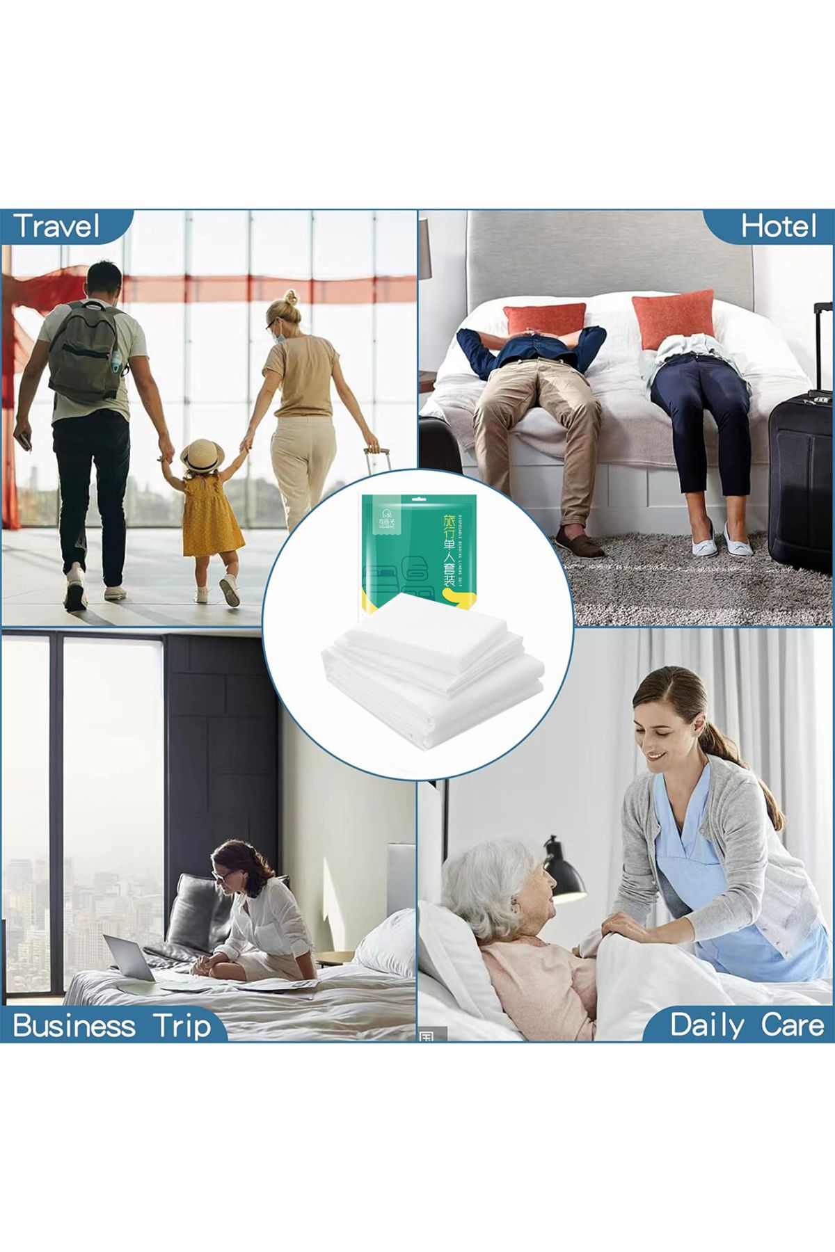 sharpdo-3 PCS Disposable Bed Sheets Travel Sheets for Hotel 2
