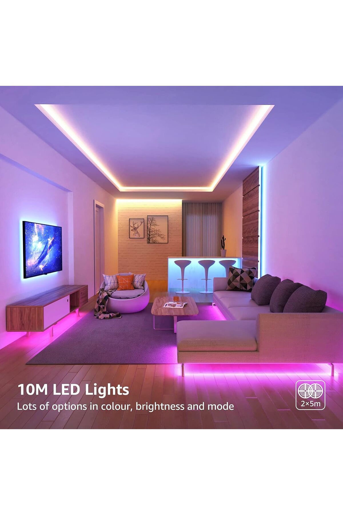 LEPRO-10M LED Strip Lights with Remote, Dimmable, RGB Colour Changing 5