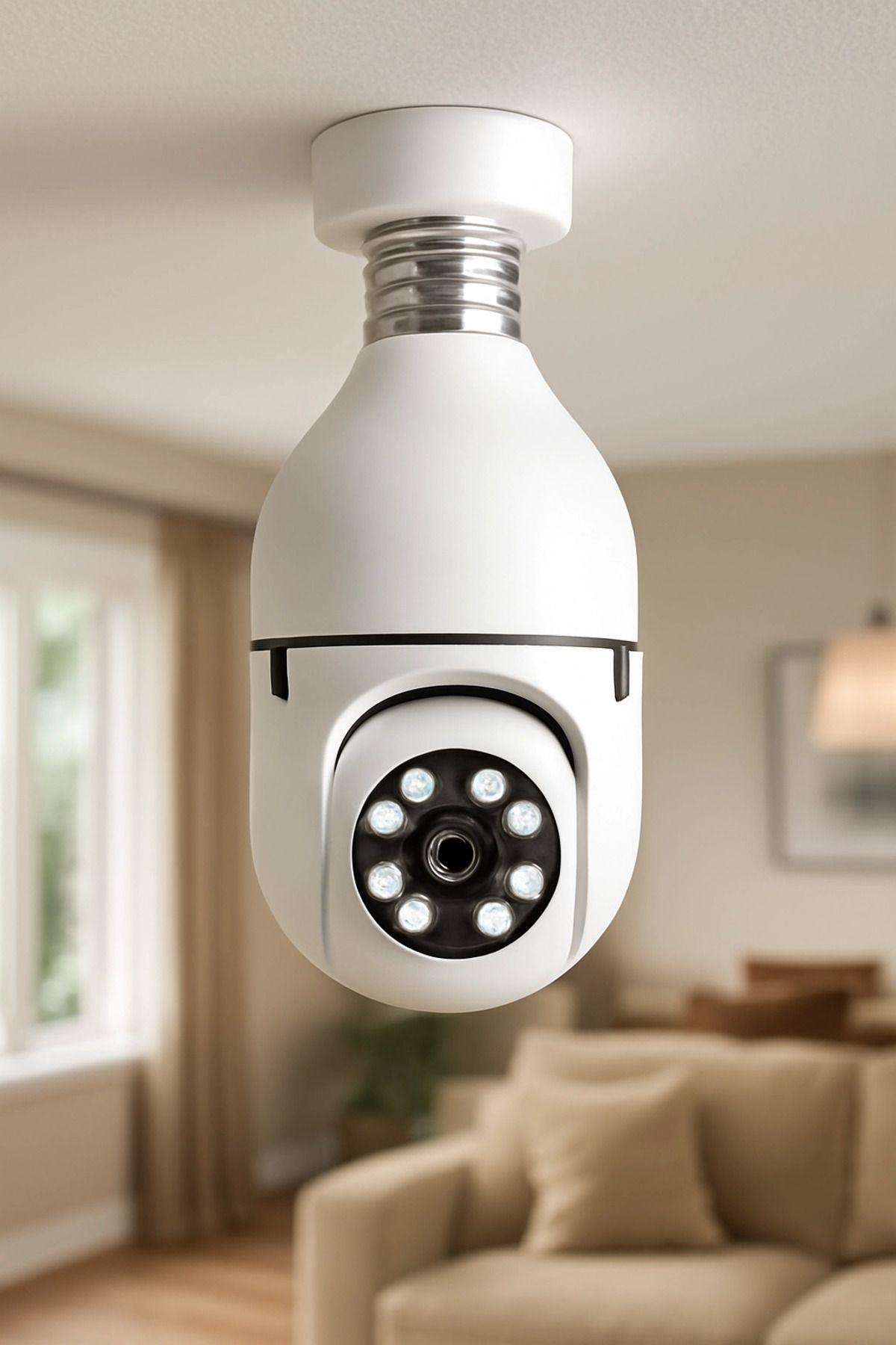 Vemora Gece Görüşlü 360 Derece 1080p Wifi Kamera - Kablosuz Panoramik Ev Güvenlik Ampul Kamerası