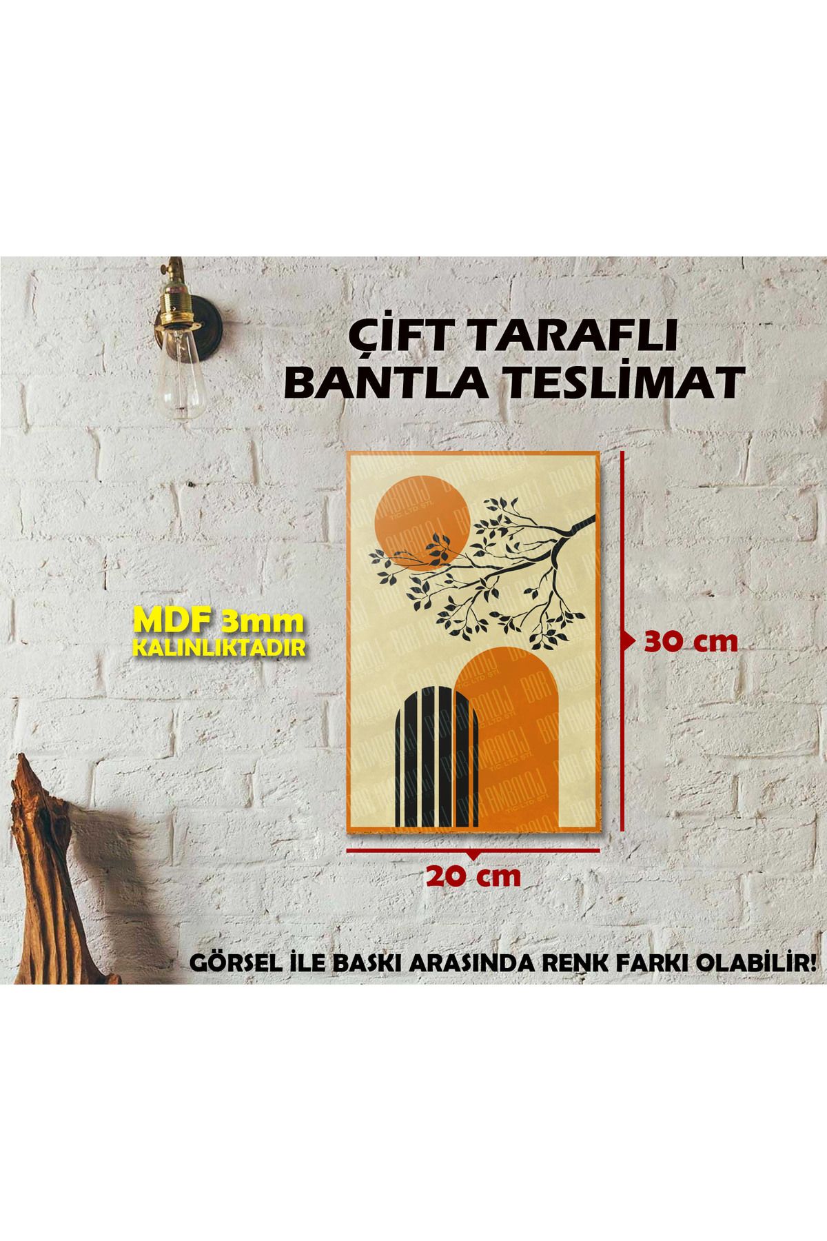 Borambalaj Renk Temalı Ağaç Görselli İllustrasyon Tablo 20x30 cm