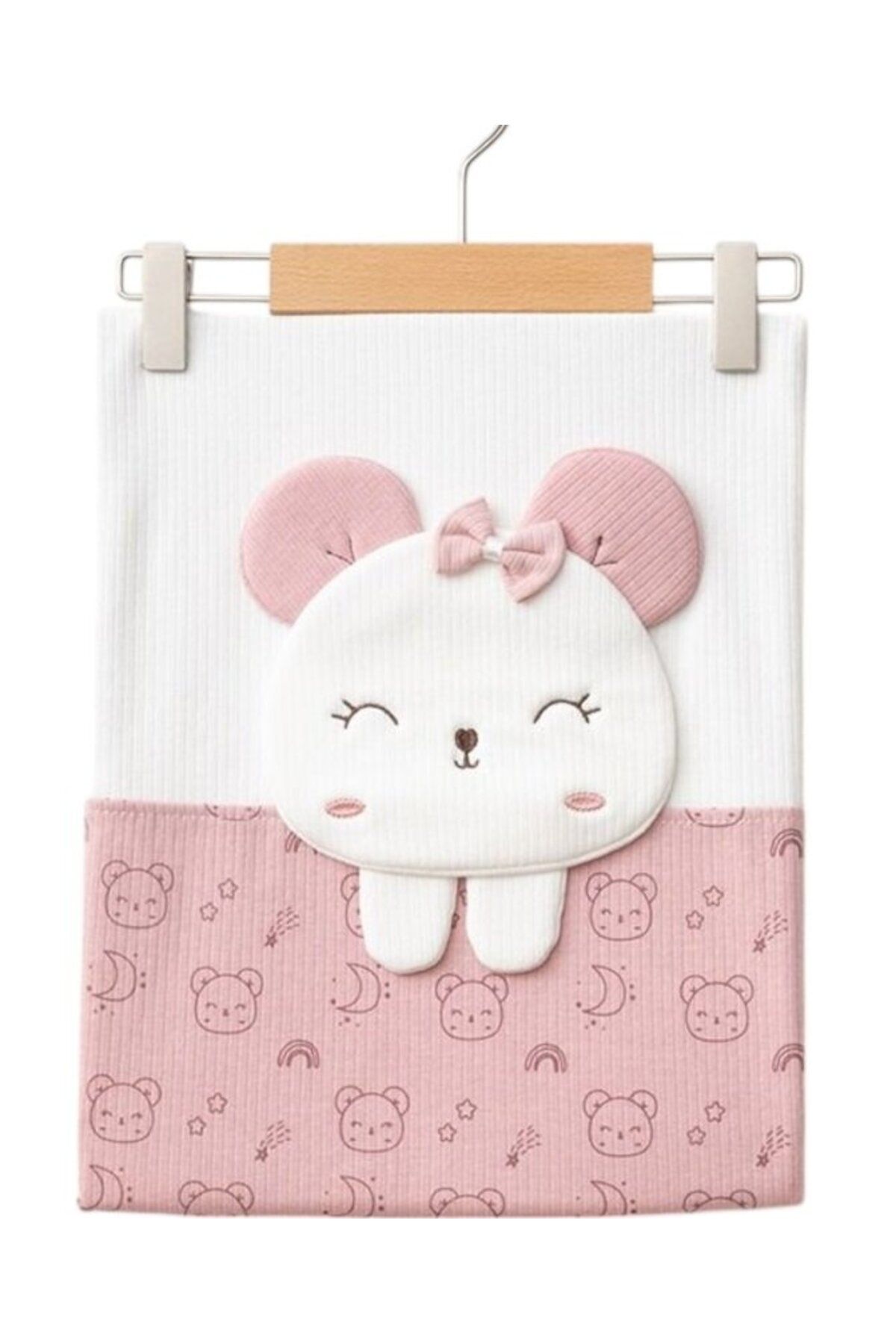 bipamuk SWEET BEAR LUX Penye Bebek Battaniyesi %100 Pamuk 1–12 Ay 85x90 cm Hediyelik & Yumuşak