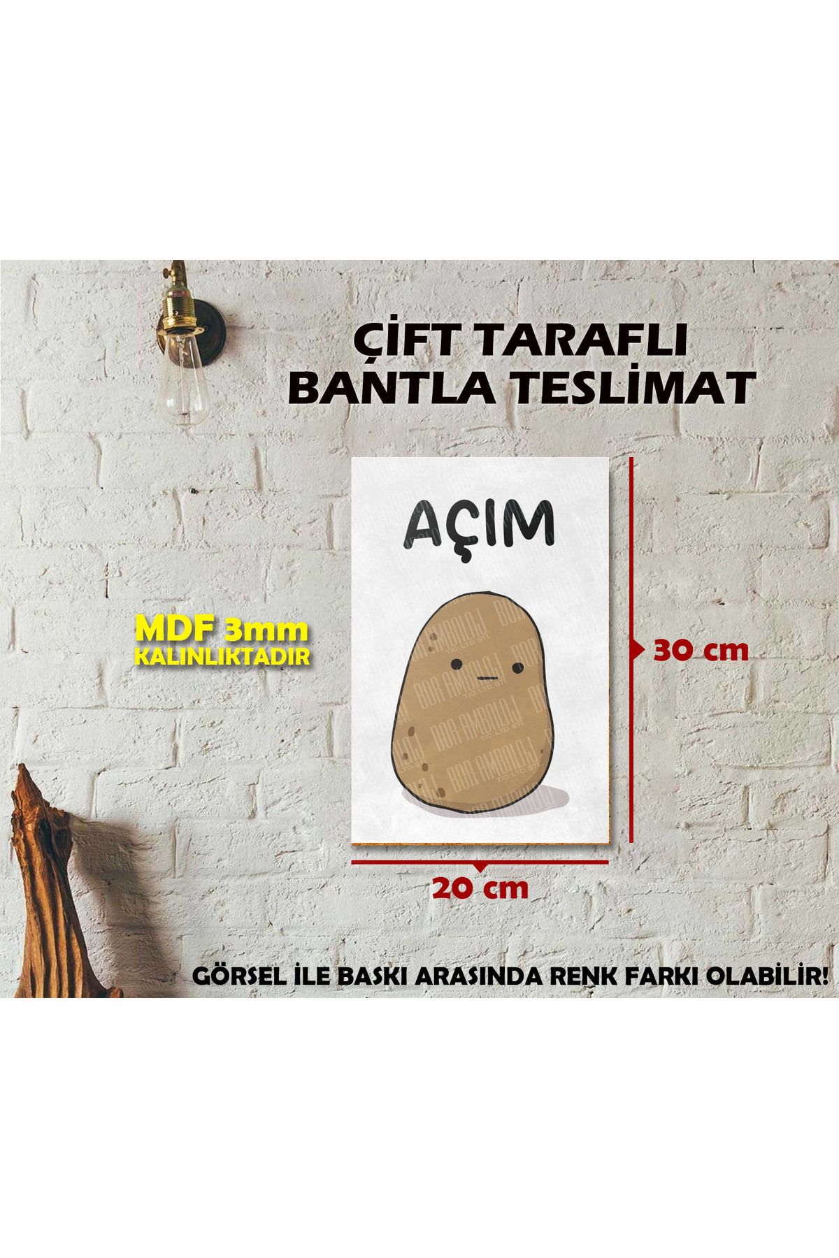 Borambalaj Komik Aç Patates Poster MDF Tablosu 20x30 cm