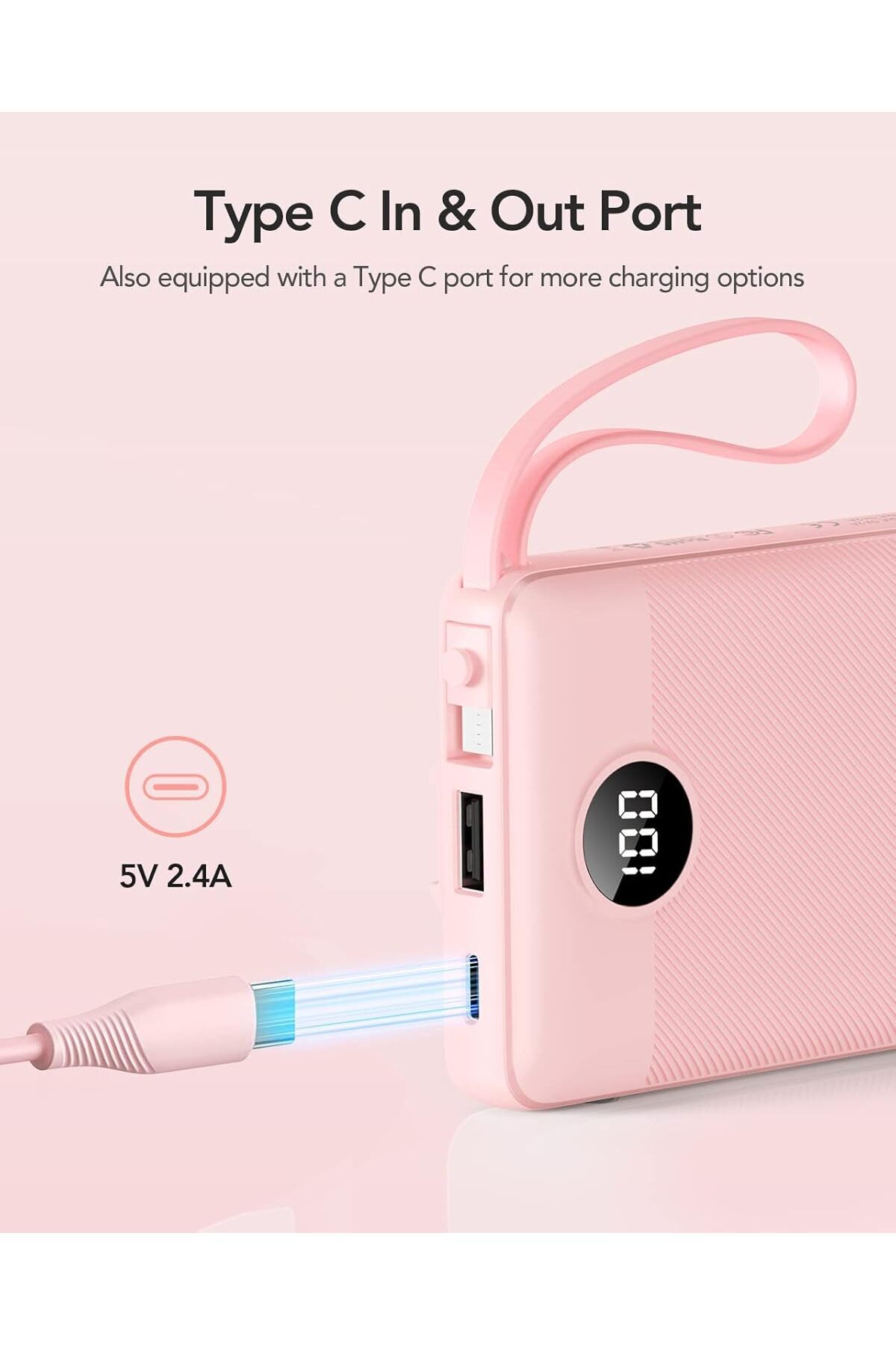 Generic-VRURC Portable Charger 10000mAh, Slim LED Display Power Bank, 5 Output 2 Input Cell Phone Battery Pa 5