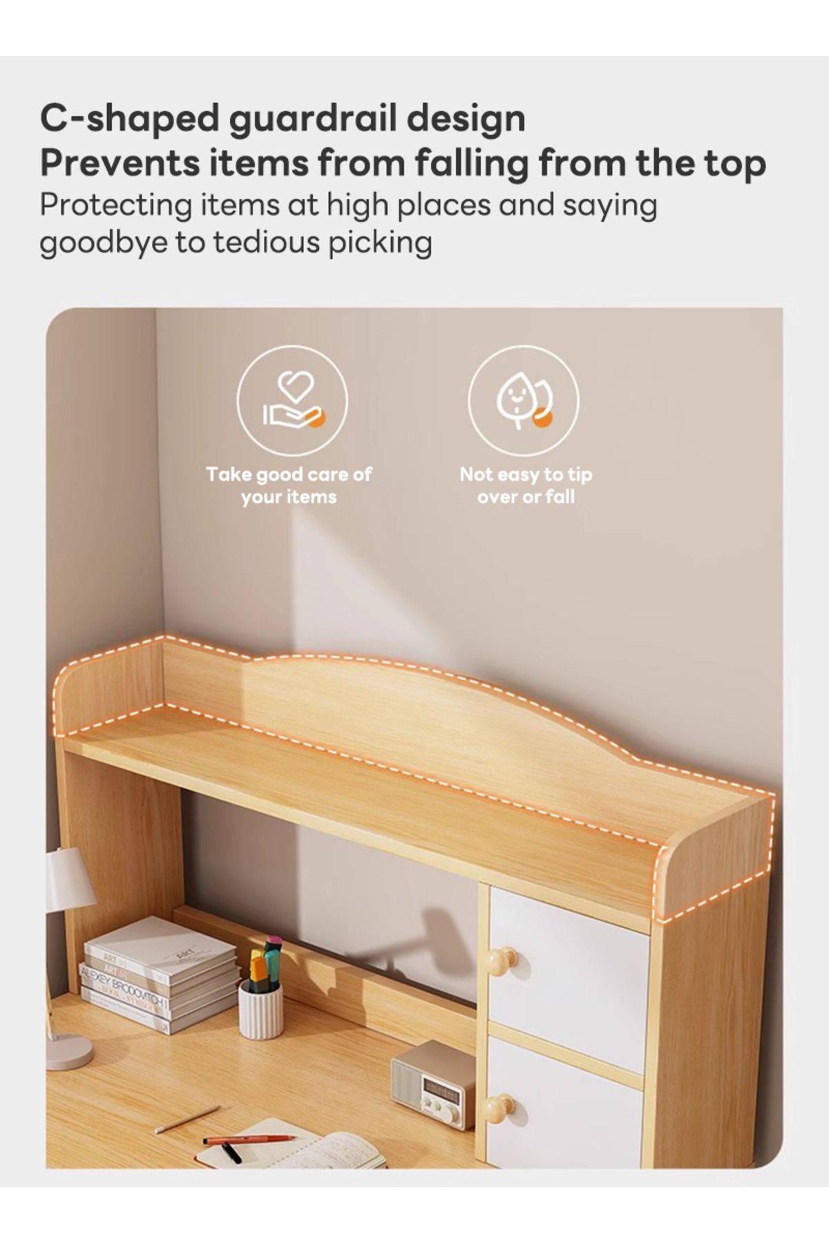 sharpdo-Bedroom Home Desk Computer Desk, Bookshelf Integrated Simple Study Table 100*48*113CM 2