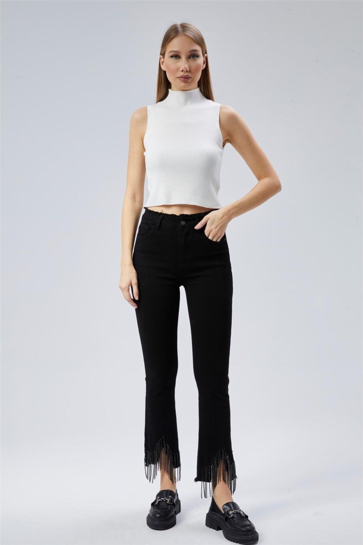 HomeStore Jean Paçası Taşlı Pant