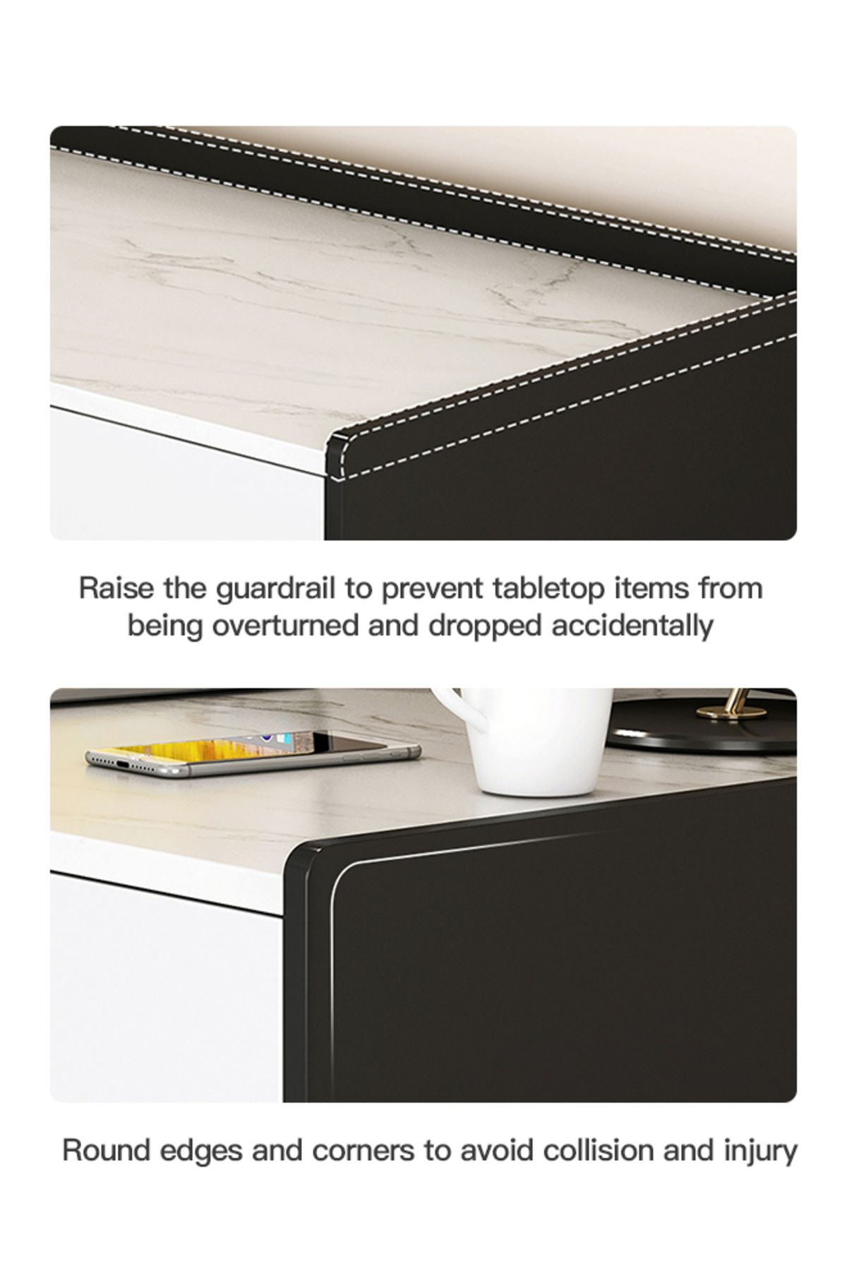 sharpdo-Marble Texture Desk Desk With Double Drawers 80*40*80cm 7