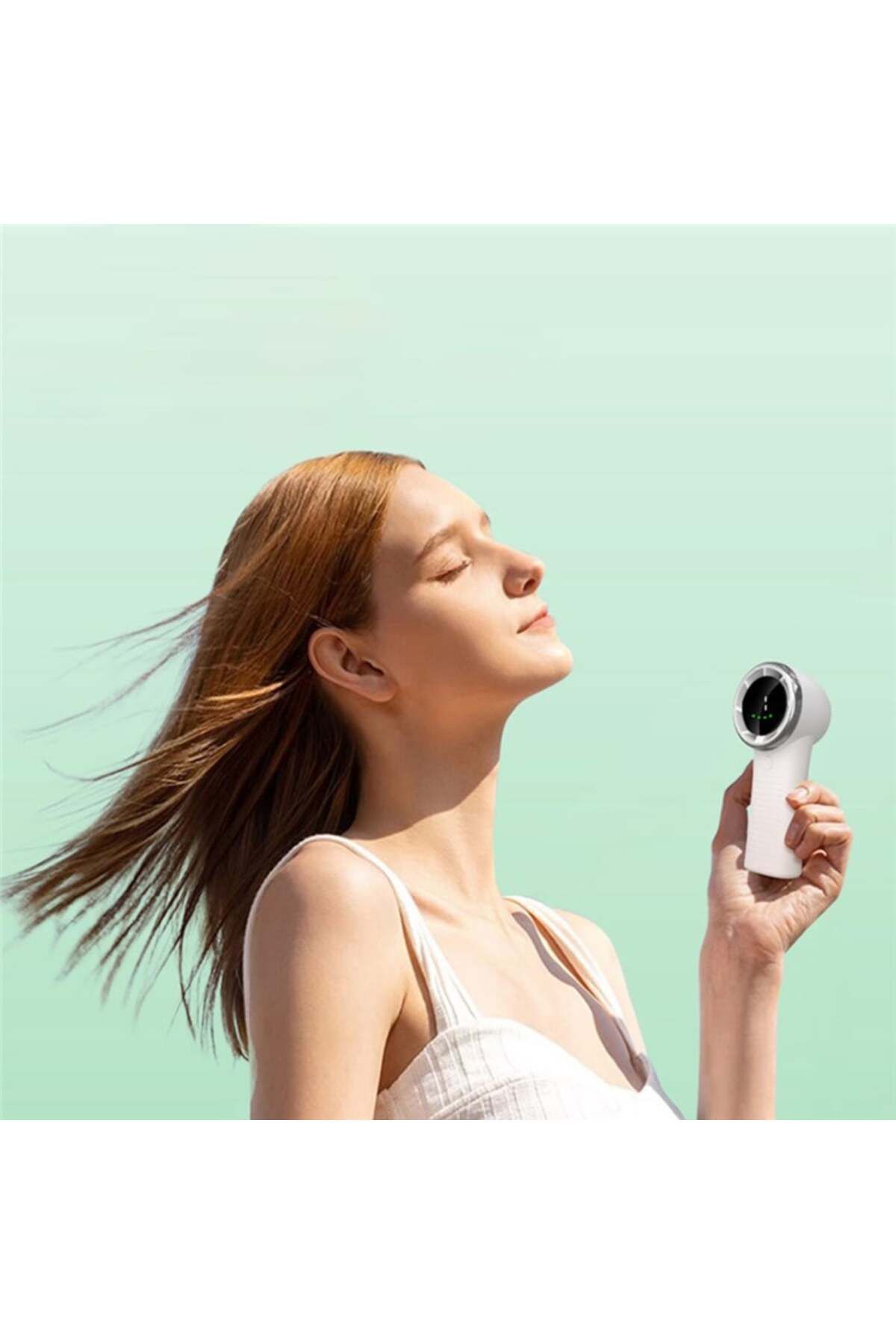 SKYDDAR INNOVATION-Mini ventilator portabil A8, afișaj LED, 5 viteze, USB-C, baterie de 3600mAh, silențios și compact, verde 5