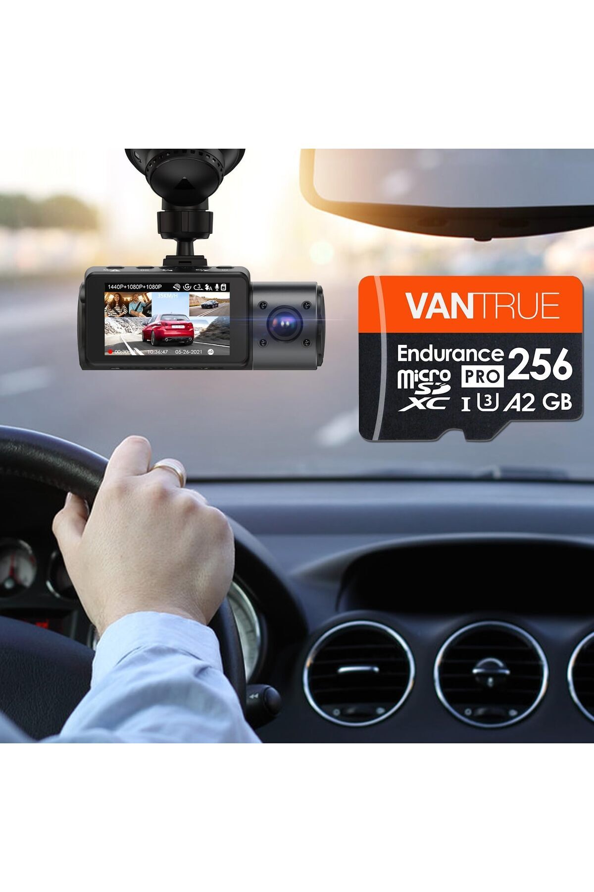 VANTRUE-256GB microSD UHS-I U3 V30 Class 10 4K UHD Video High Speed Transfer Monitoring SD Card with 9