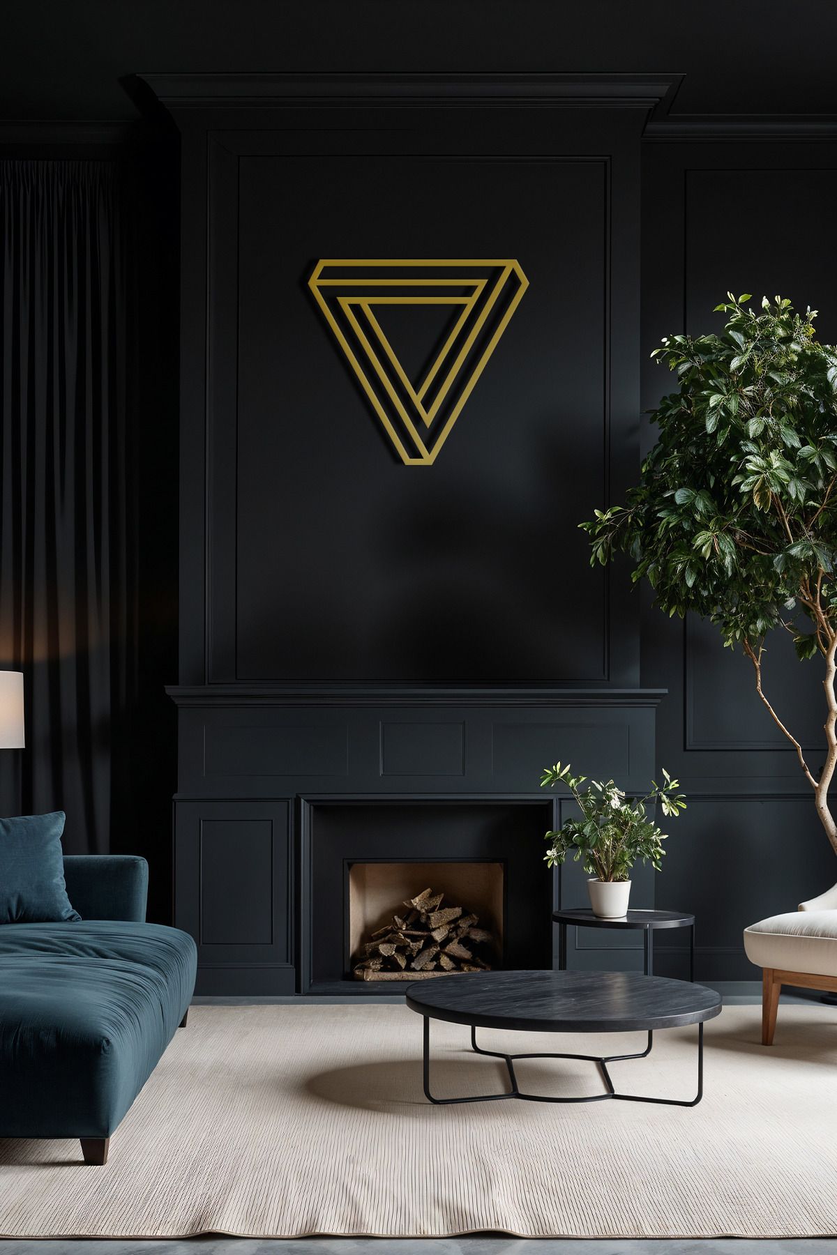 cncrafft Ters Üçgen Geometrik Metal Tablo – Modern Duvar Dekoru