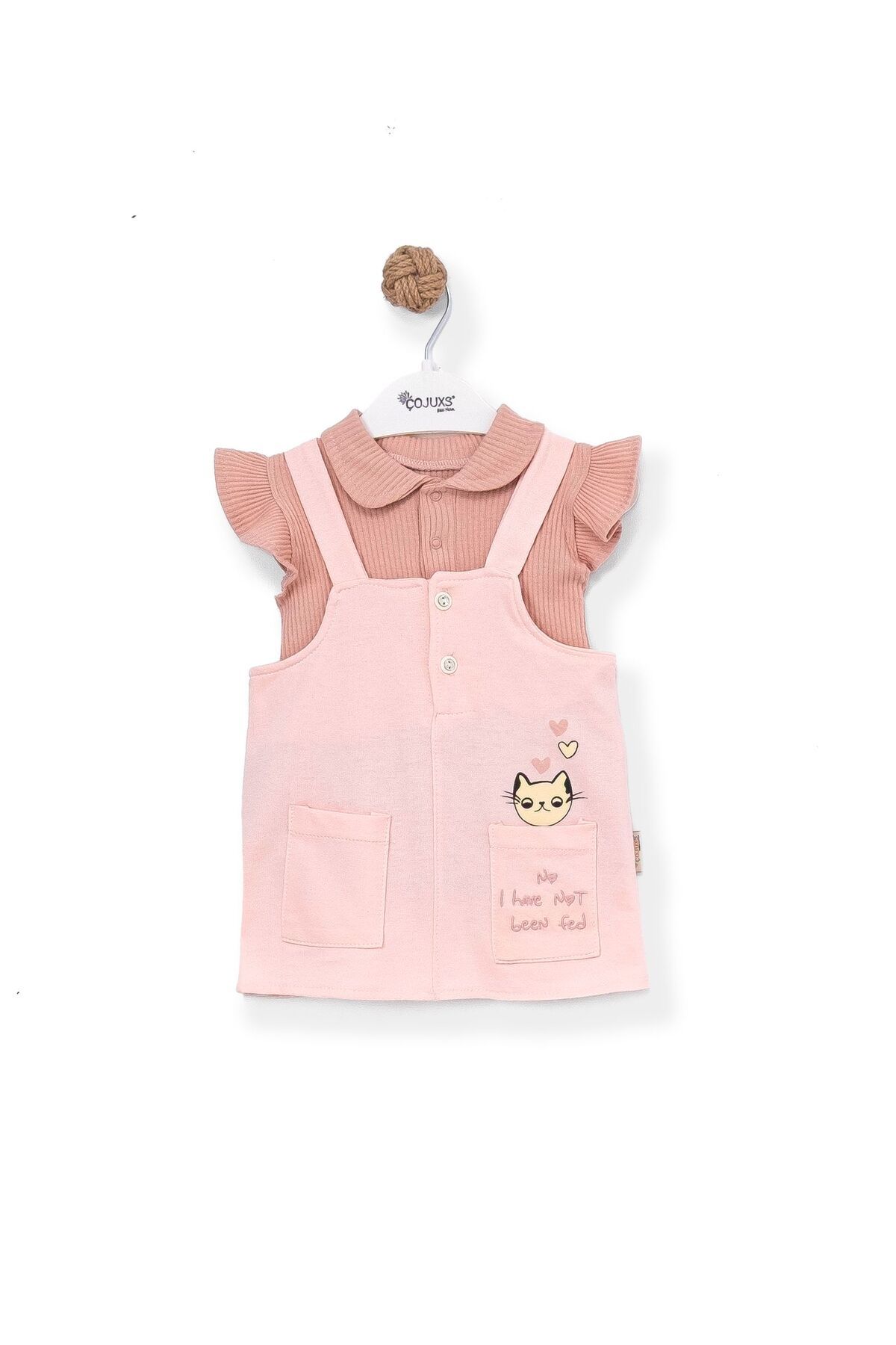 çojuxs SALOPETLİ KEDİ BASKILI 2Lİ KIZ BEBEK TAKIM
