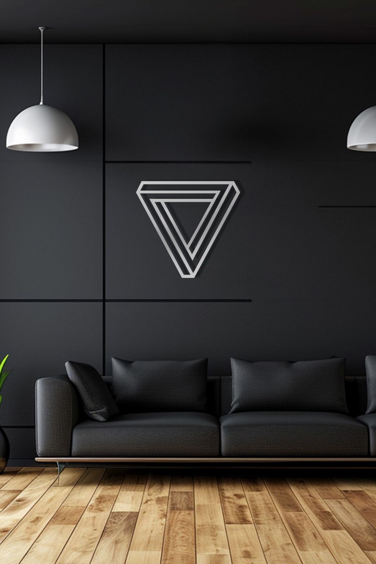 cncrafft Ters Üçgen Geometrik Metal Tablo – Modern Duvar Dekoru