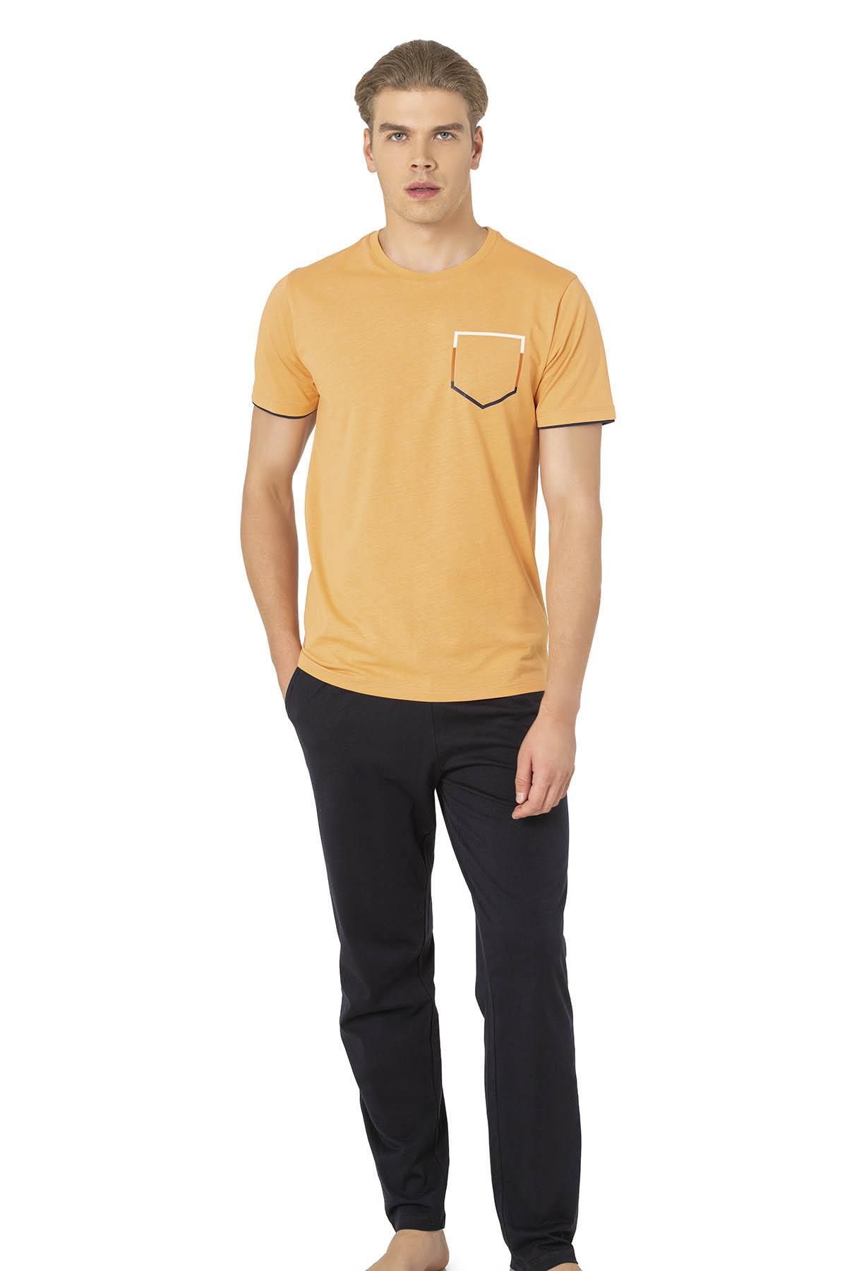 Pierre Cardin , Bisiklet Yaka, Erkek Penye Yazlık Pijama Takım, %100 Pamuk
