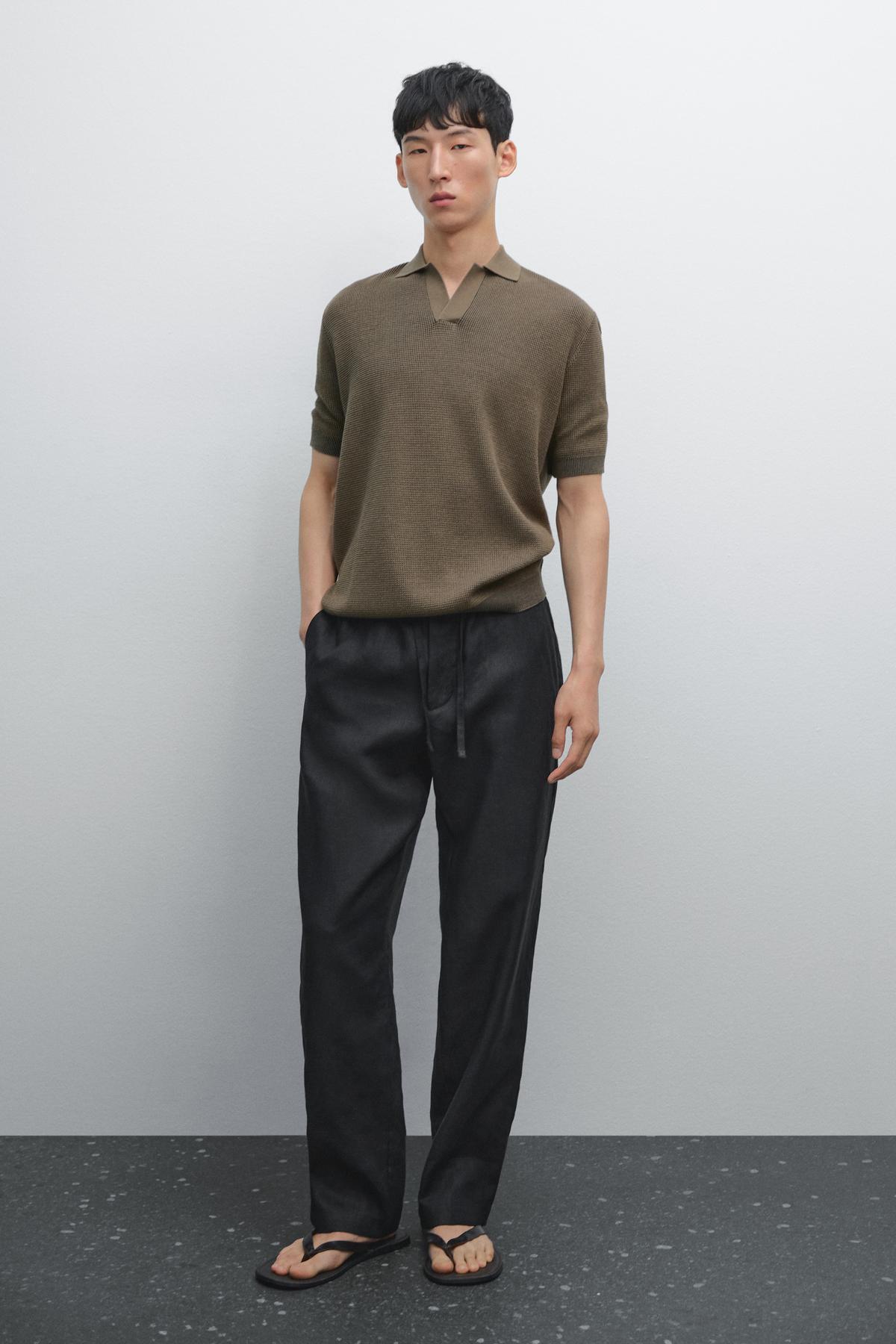 ماسیمو دوتی تی‌شرت یقه‌دار بافتنی بافت‌دار