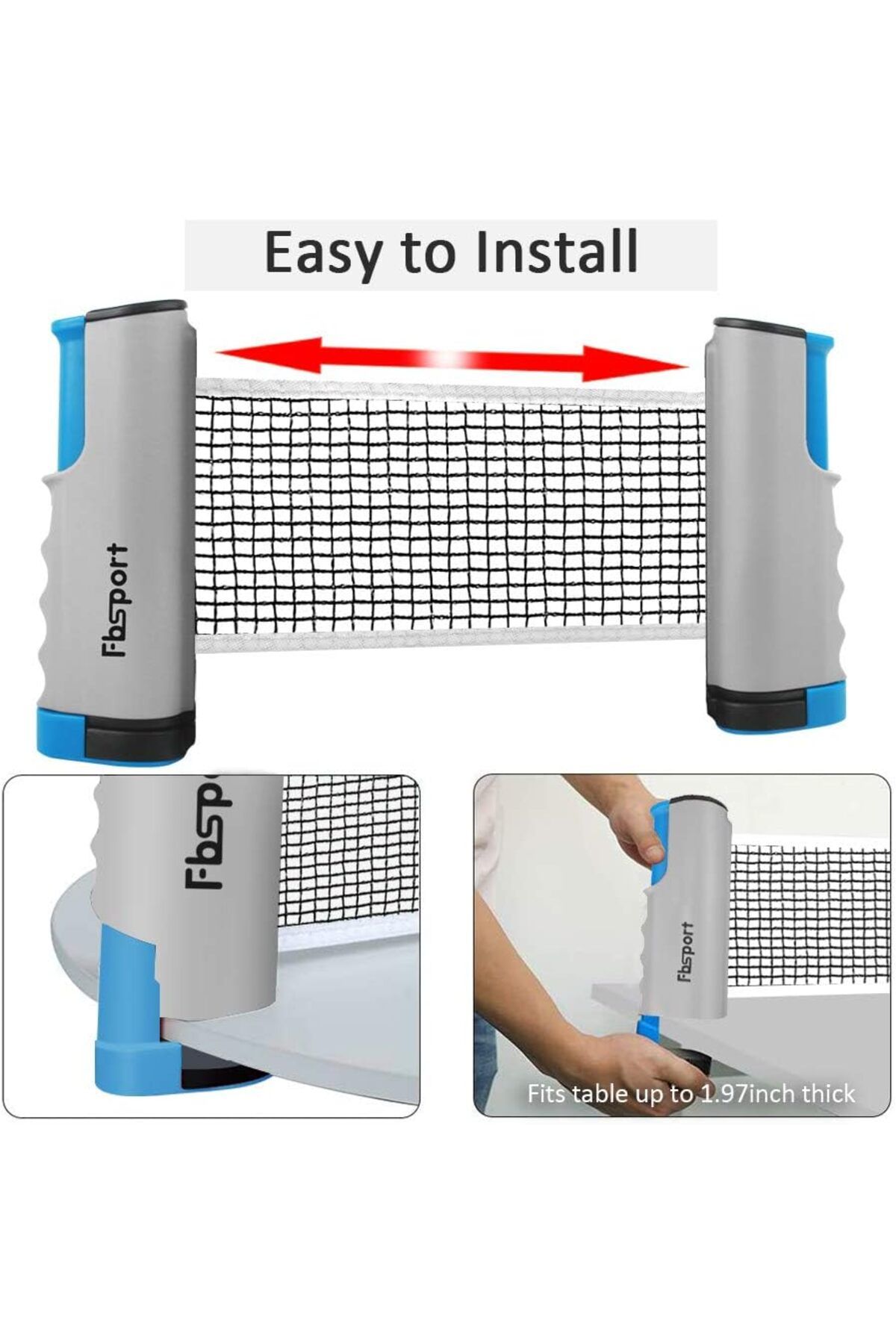Janissary-Table Tennis Set Racket + Table Tennis Net + 3 Balls Portable 170 cm Compatible with All Tables 4