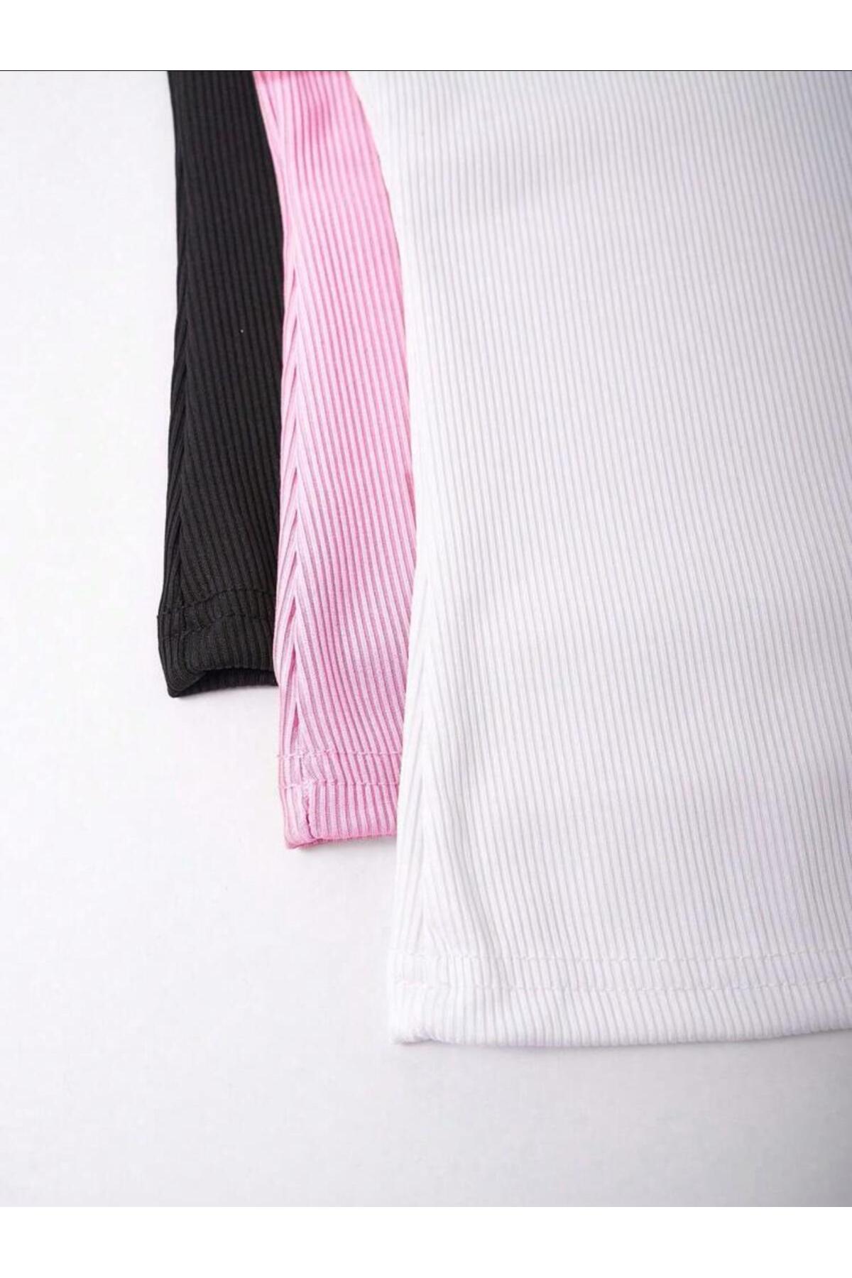 bemmoda  Kadın 3'lü Set 3'lü Renk Esnek Atlet Bluz - Görsel 5