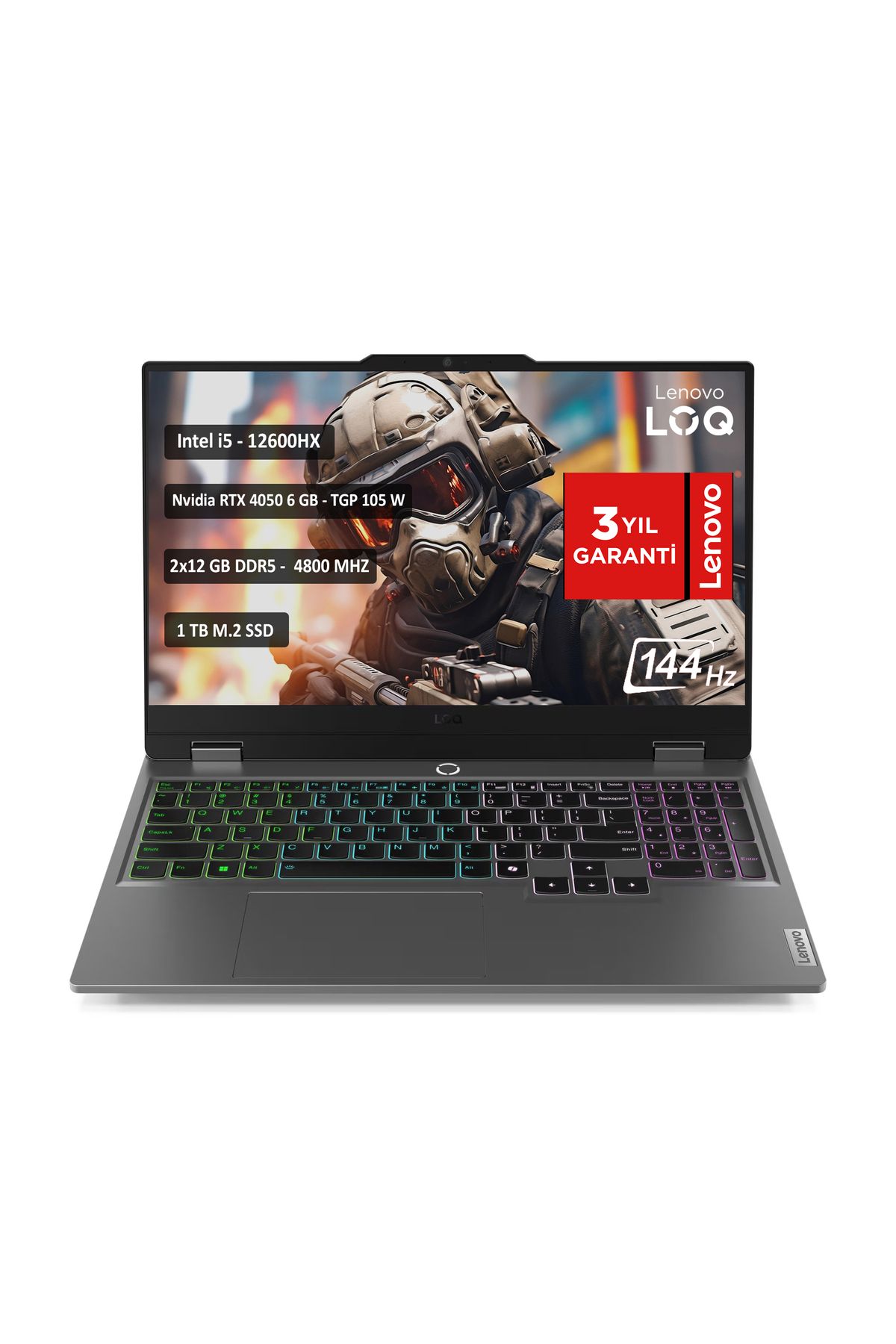 LENOVO LOQ Intel Core i5 12600HX 24GB 1 TB SSD RTX4050 Freedos 15.6" FHD 83GS00RYTR