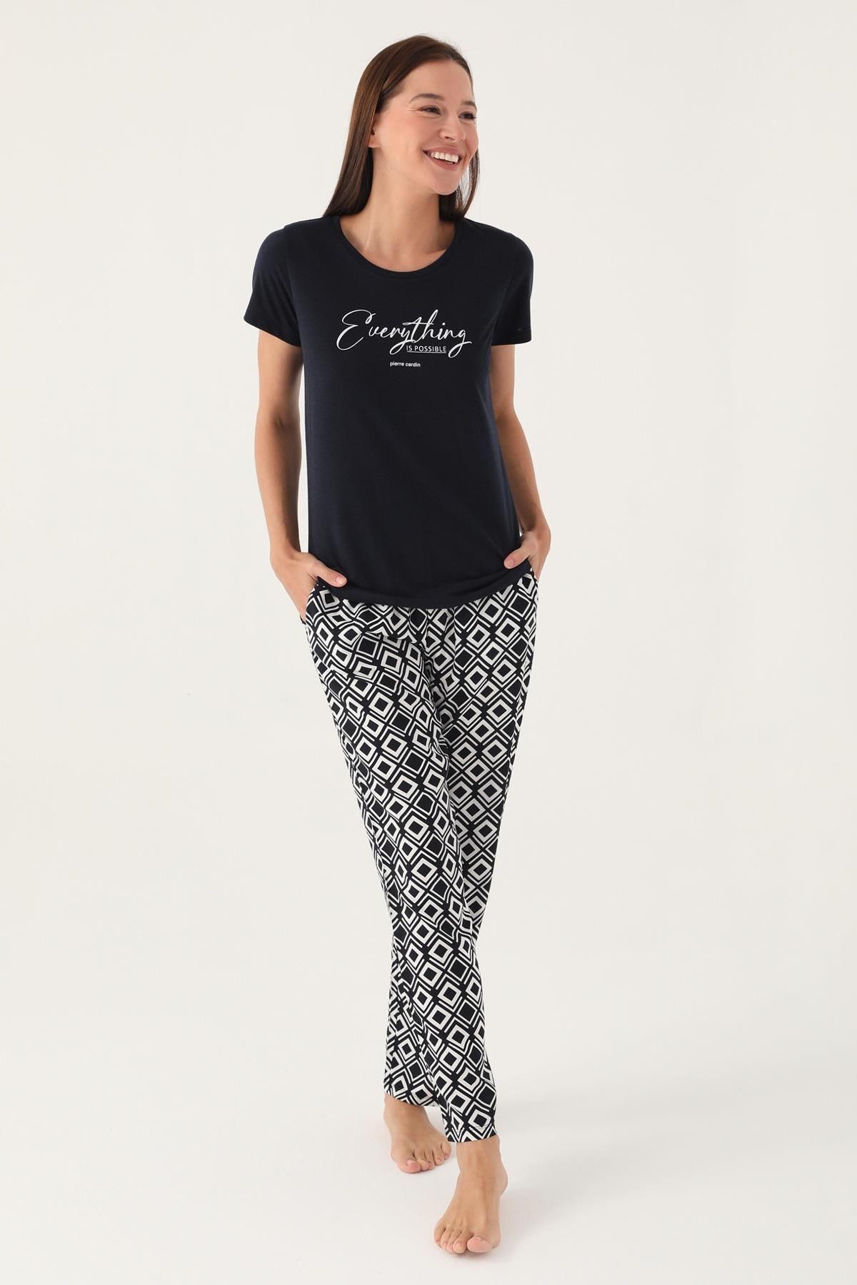 Pierre Cardin Geometrik Desenli Yazlık Kadın Pijama Takımı