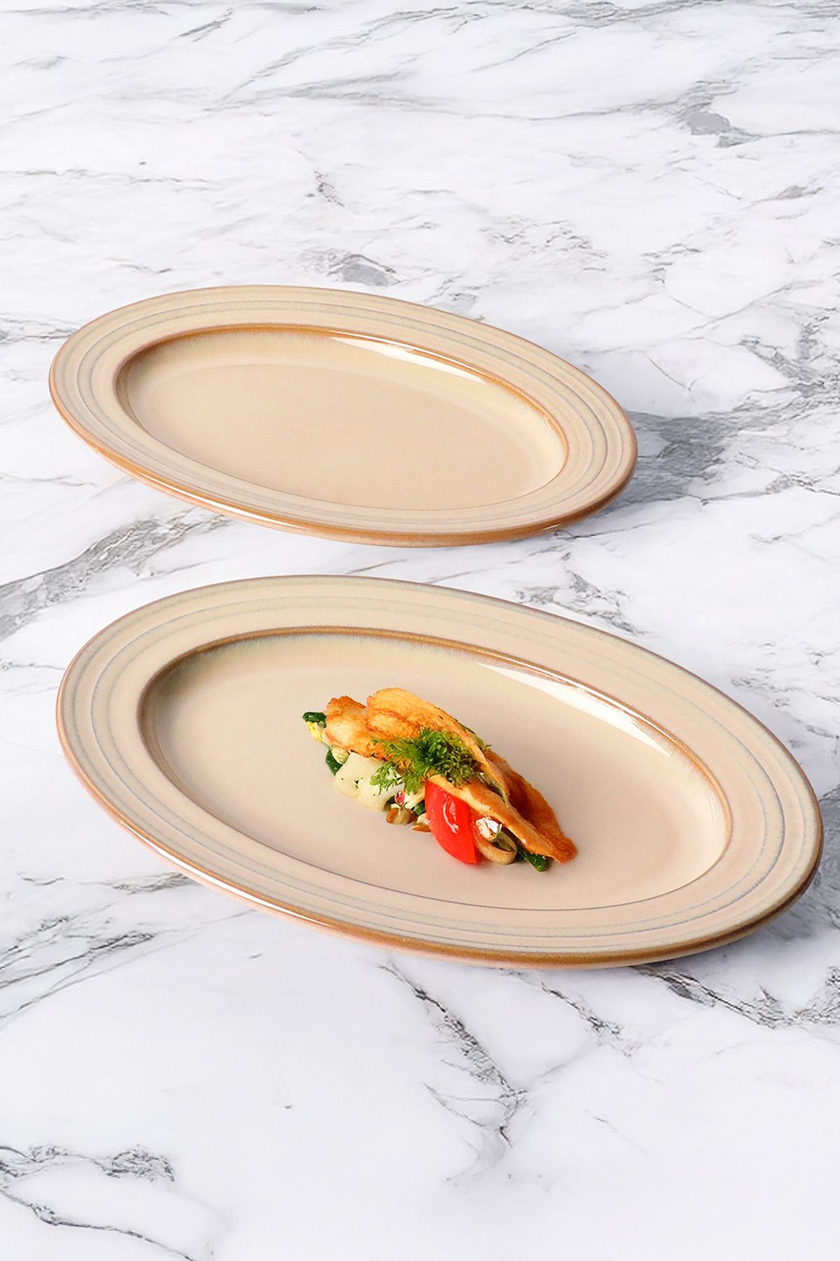 Güral Porselen Valeron 2'li Kayık Tabak Seti 29 Cm