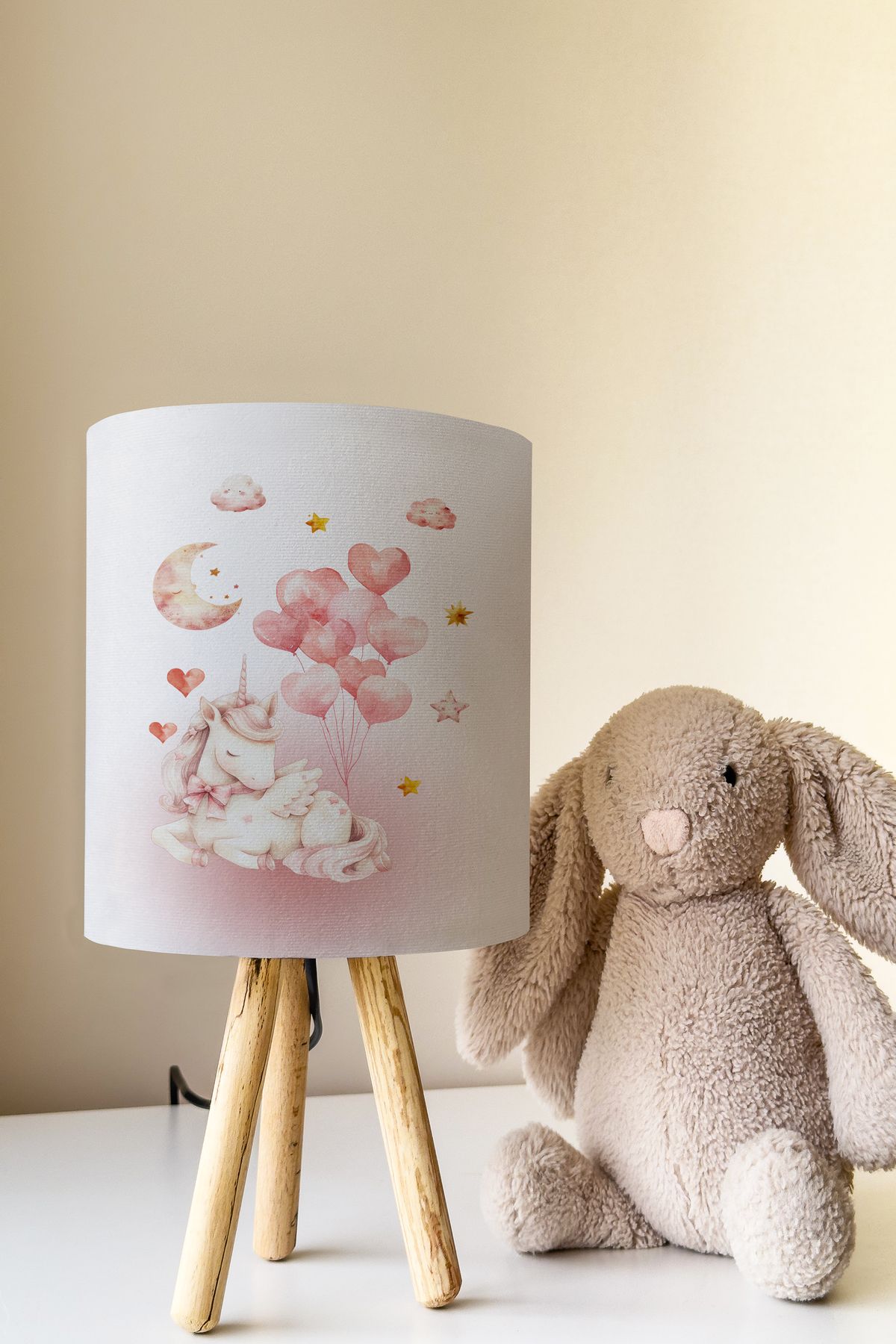 Talia Home Geçişli Unicorn Desenli Çocuk Odası Abajur Masa Lambası TLAB-322