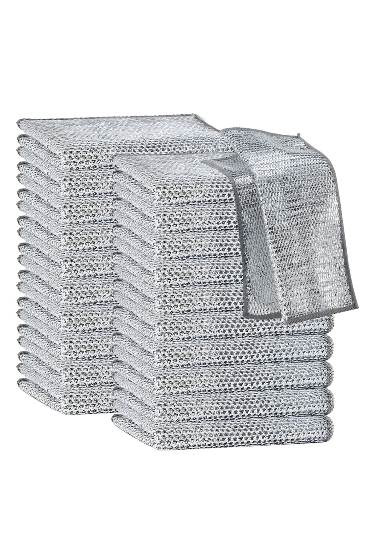 Teno Set 20 Lavete Abrazive Teno , Tesatura Cu Sarma De Otel, Dublu Strat, Anti-aderente, 20 X 20 Cm, Gri - One Size
