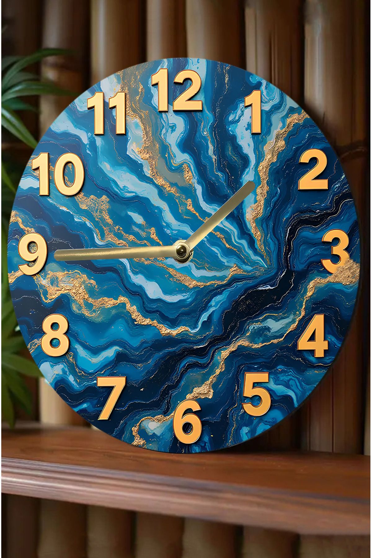 kutuTR 🌀 “Mavi Derinlikler” – 3D Görünümlü Sanatsal Duvar Saati | 33 cm | Soyut Dalgalar sdw294