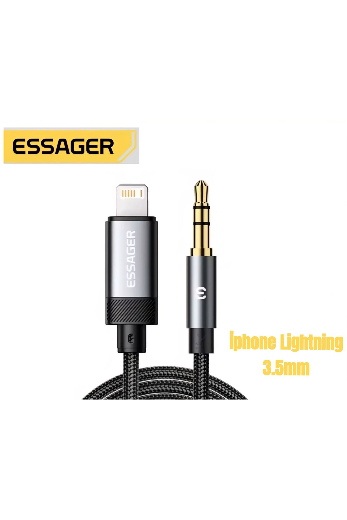 essager İphone Lightning To 3.5mm Aux Kablo Dac Çip+Hi-Fi Ses Ce Sertifika Hasır Örgülü Sağlam Ses Kablosu