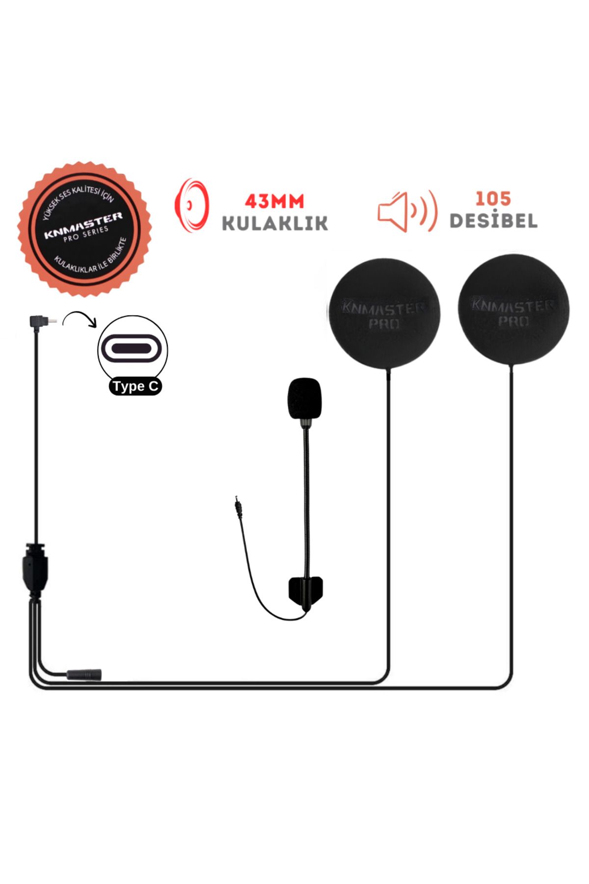 Knmaster KN2300 Açık Kask Uyumlu  Mikrofon ve Kulaklık Intercom