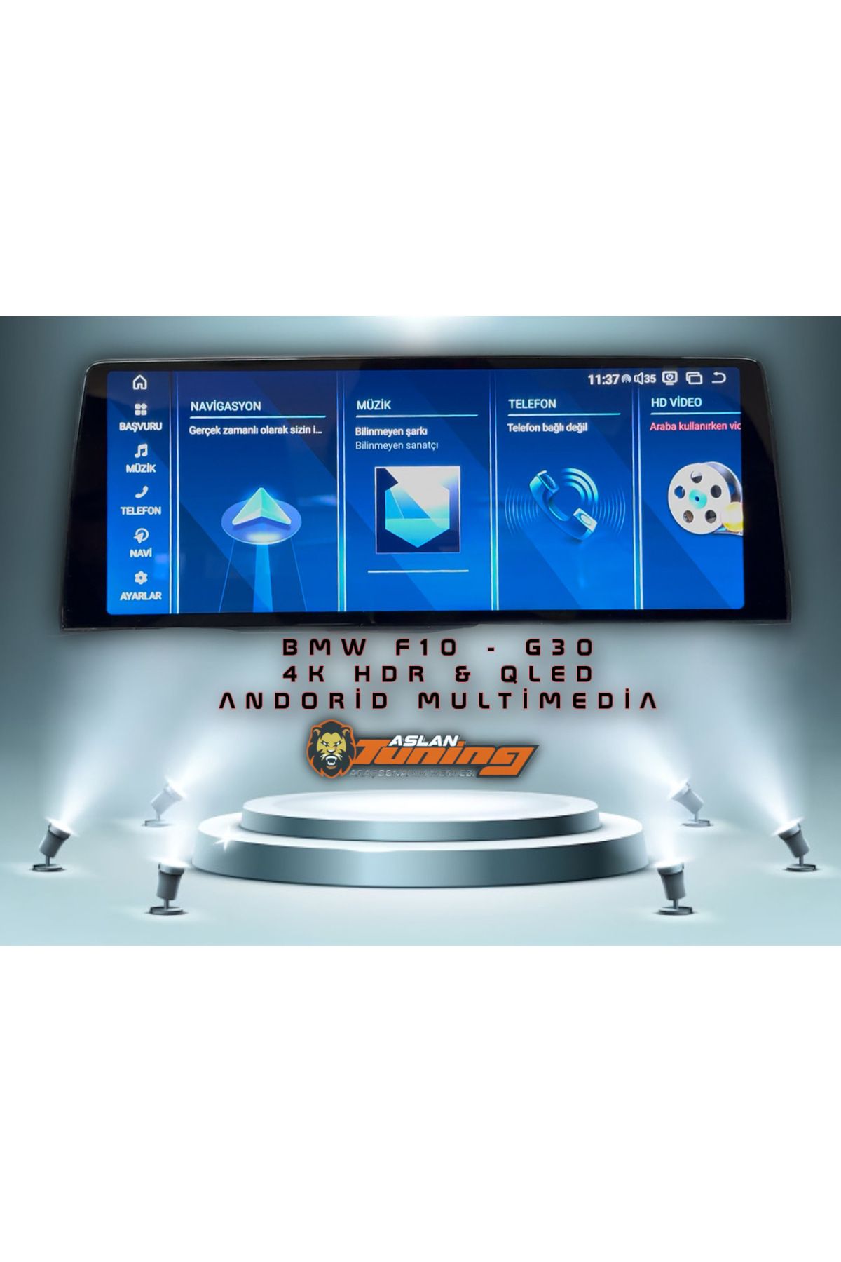 ASLAN TUNİNG BMW F10 & G30 Uyumlu  4K HDR QLED ANDORİD MULTİMEDİA