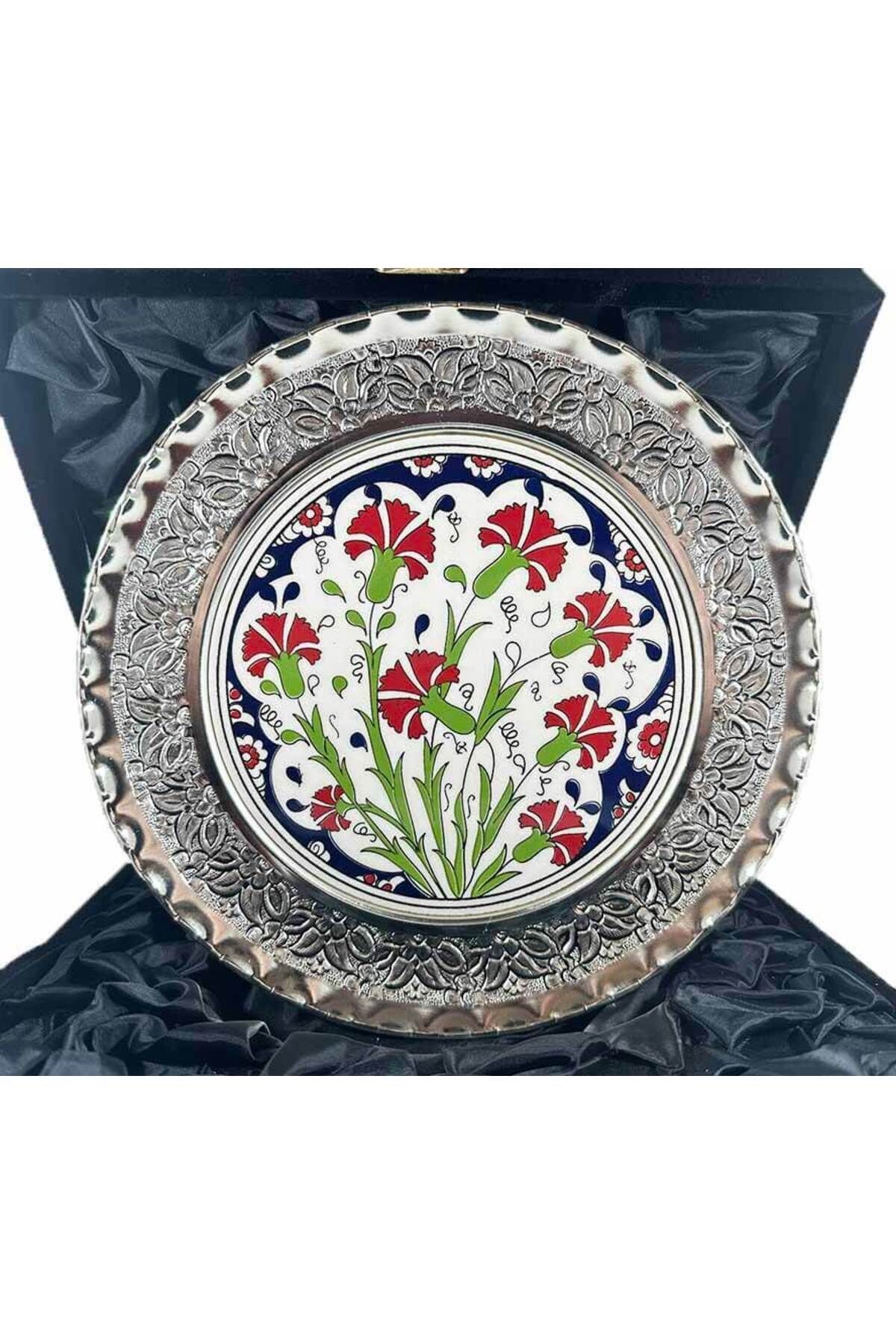 Çini Evi Valiye Hediye 25cm Gümüş Tabak